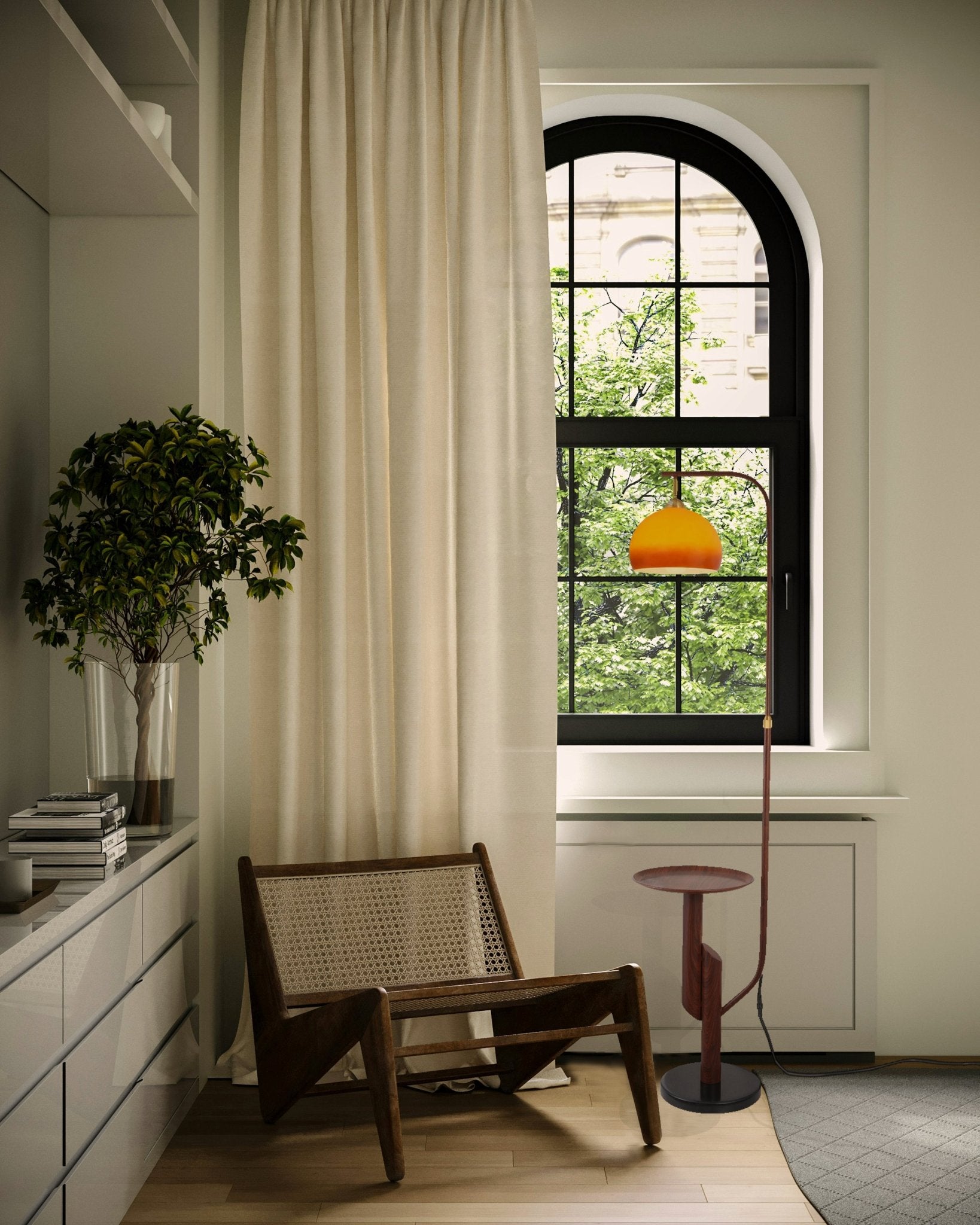 Carla Arc Floor Lamp with Side Table - Homezee