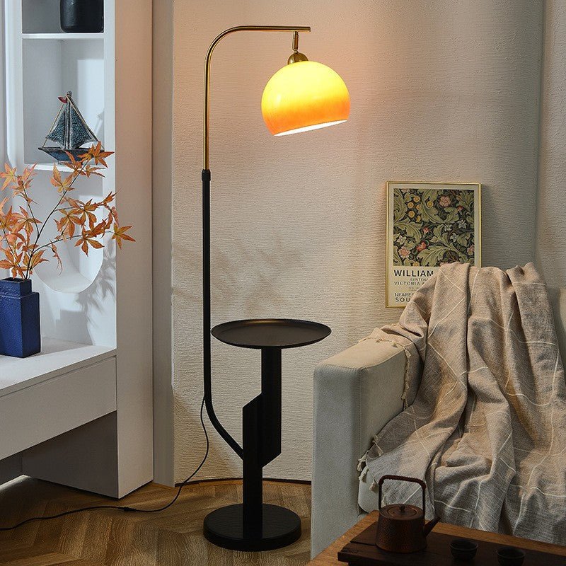 Carla Arc Floor Lamp with Side Table - Homezee