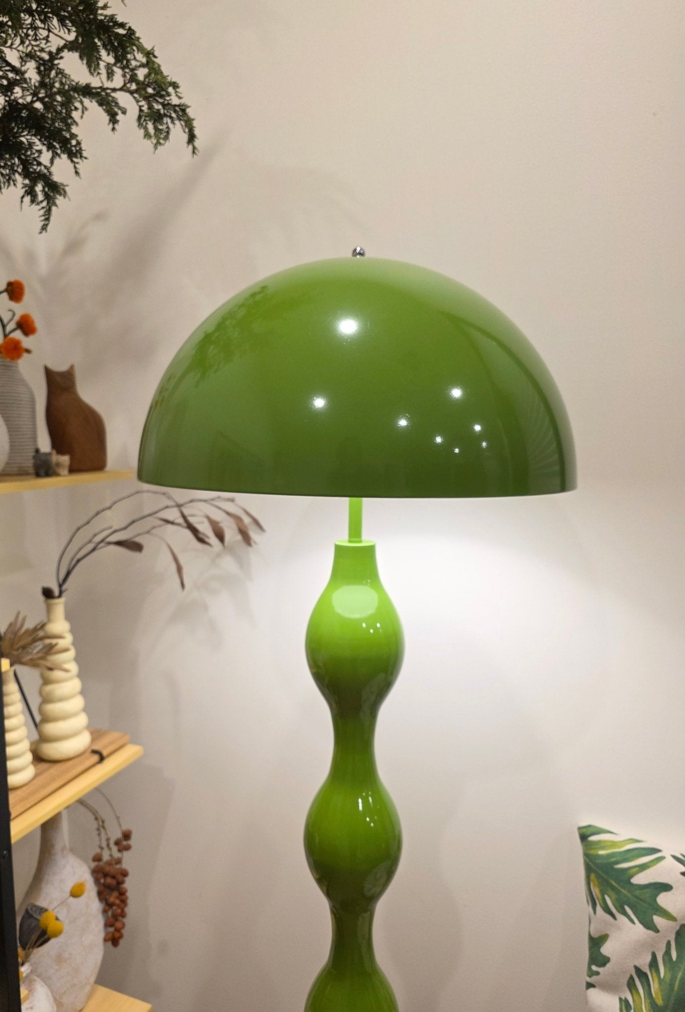 Dori Drop Wavy Mushroom Floor Lamp | Olive Green - Homezee