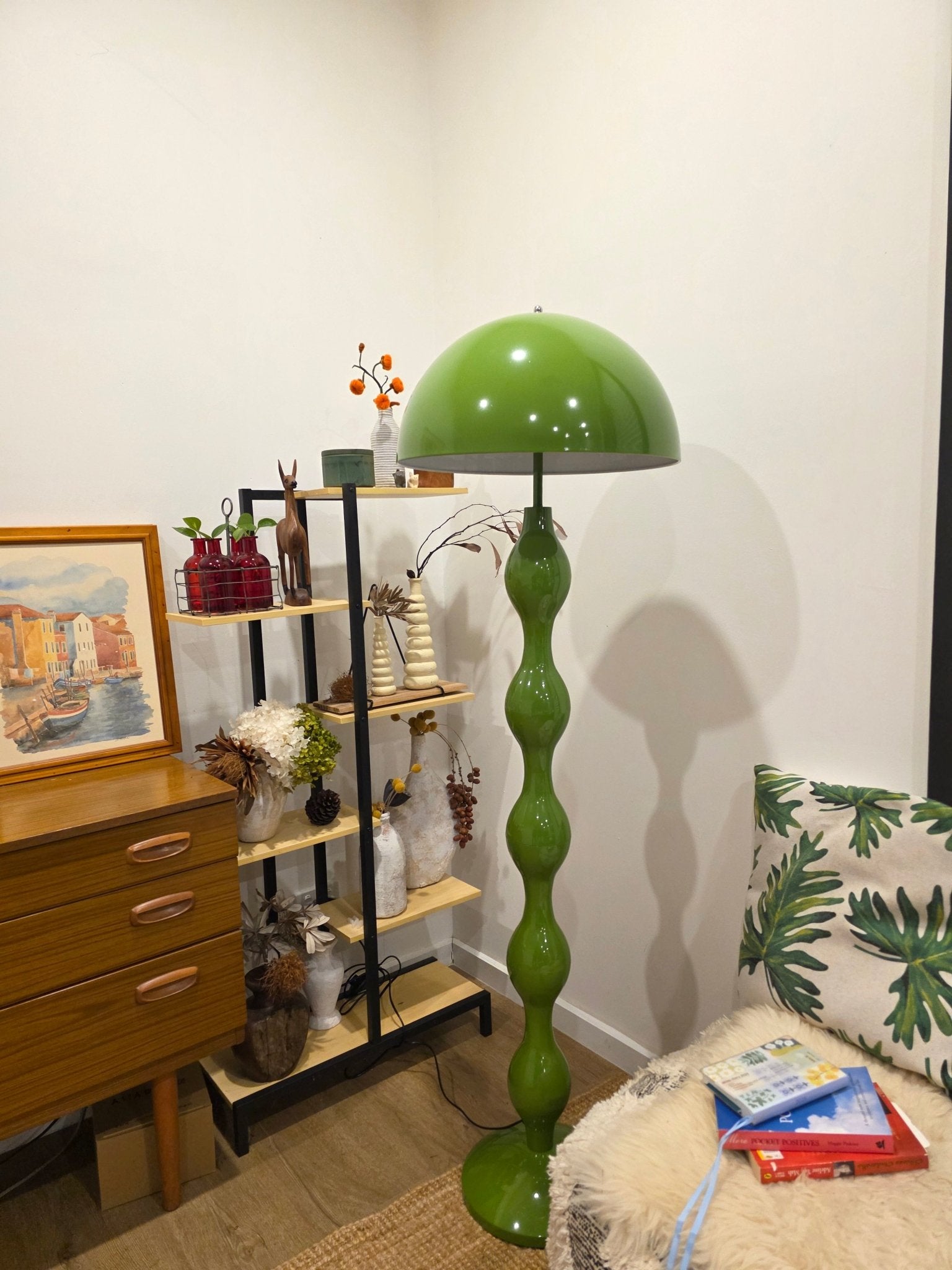 Dori Drop Wavy Mushroom Floor Lamp | Olive Green - Homezee
