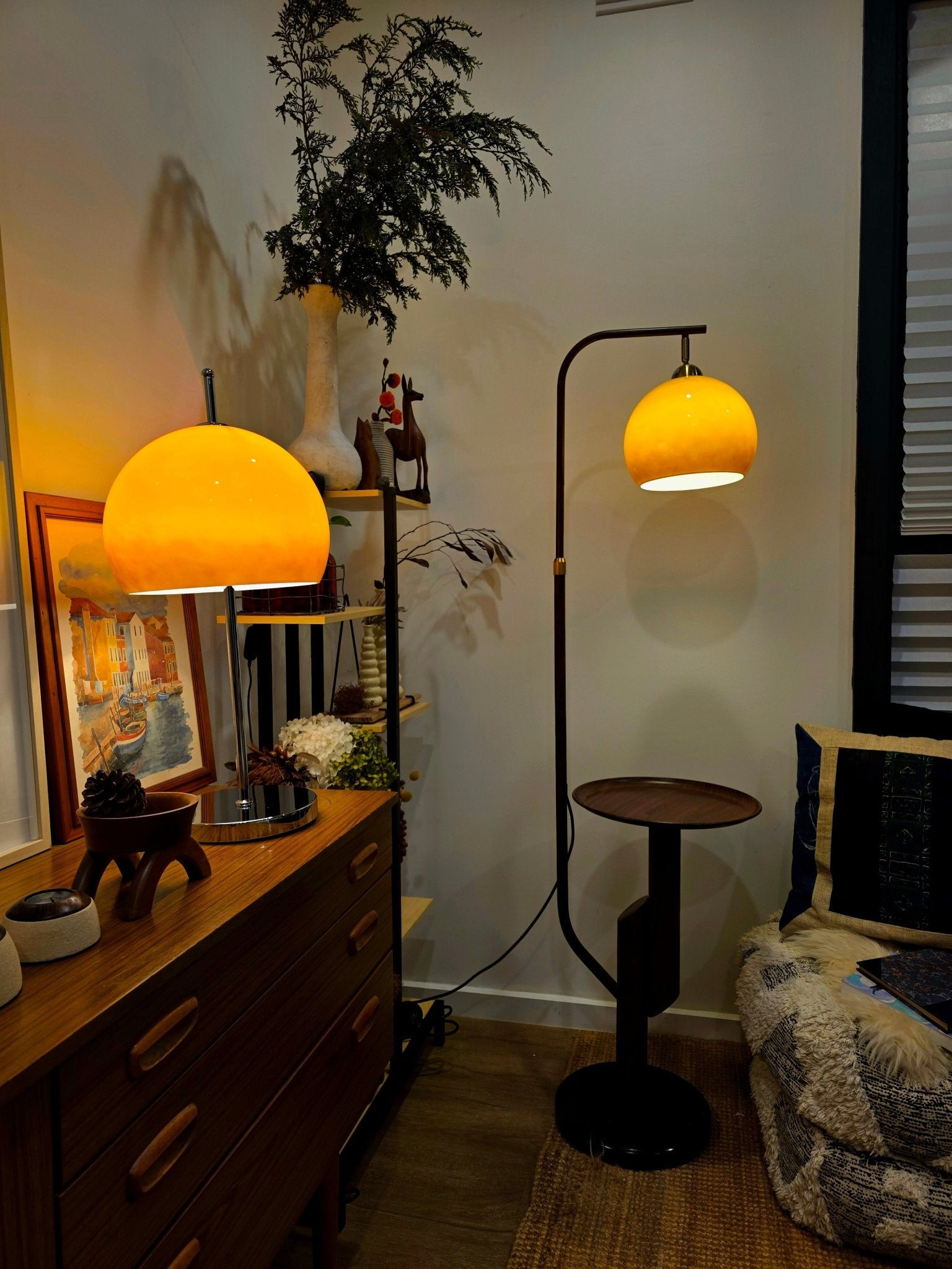 Carla Floor Lamp & Olivia Table Lamp Set - Homezee