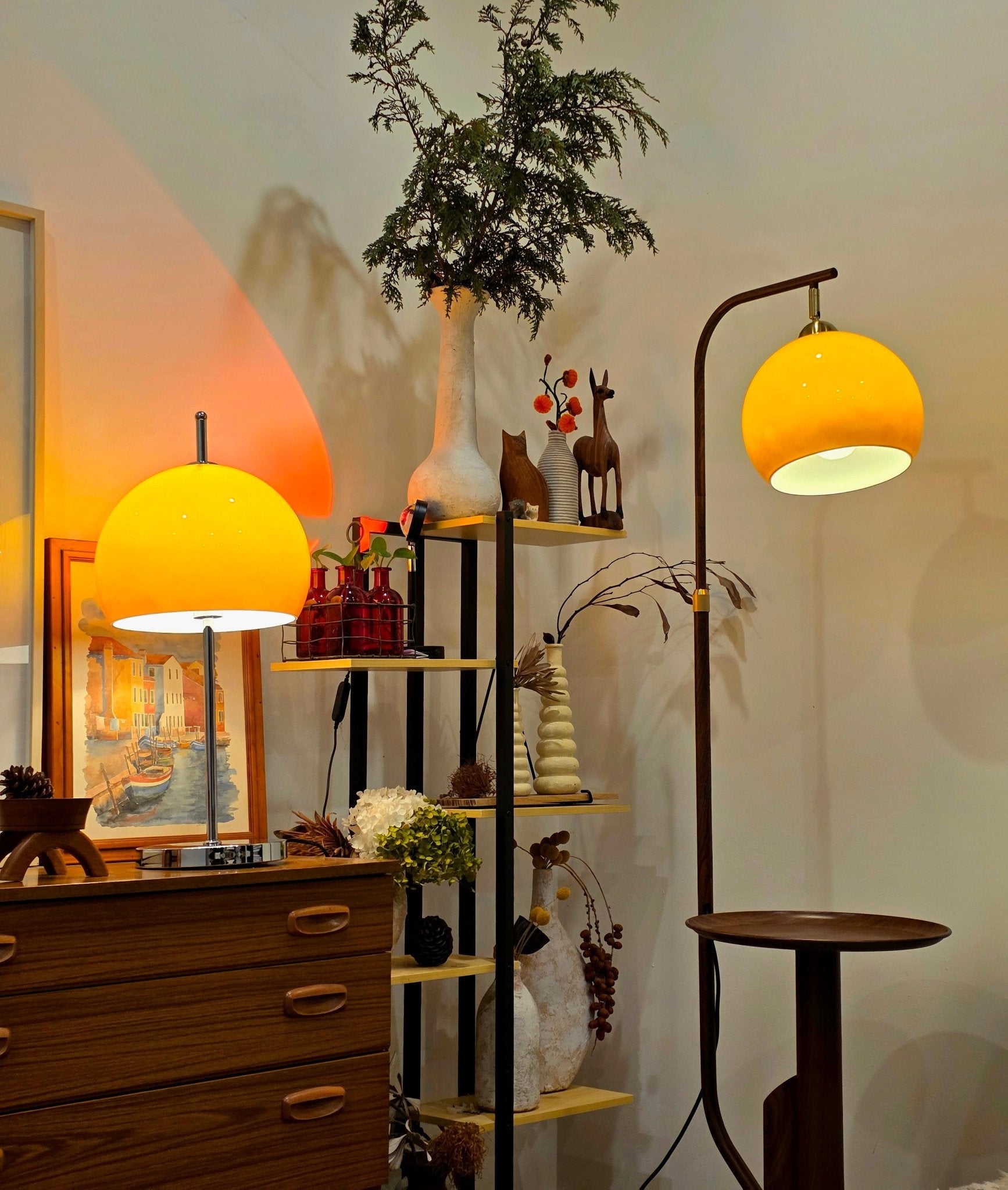 Carla Floor Lamp & Olivia Table Lamp Set - Homezee