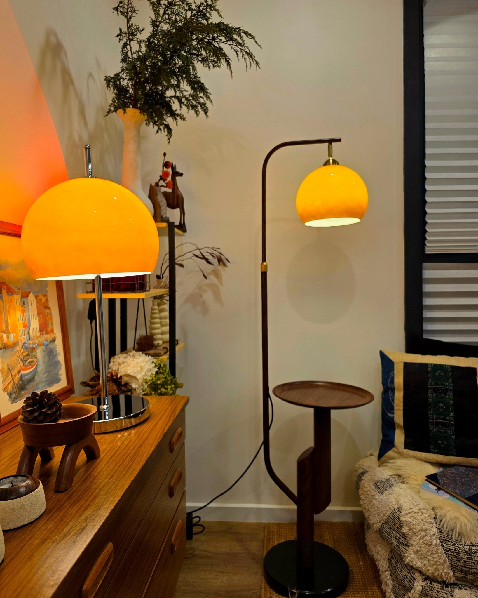 Carla Floor Lamp & Olivia Table Lamp Set - Homezee