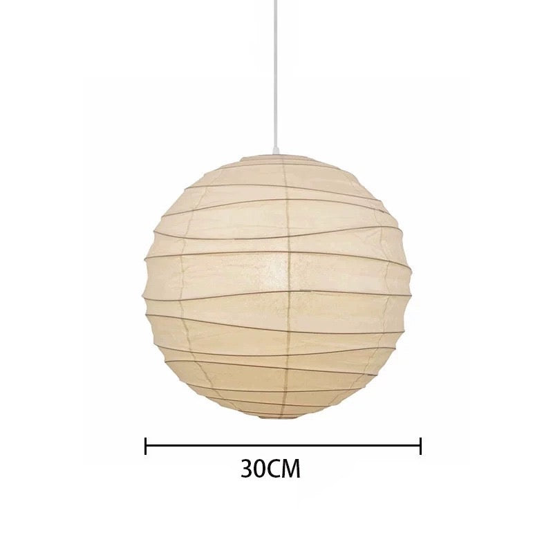 Akita Rice Paper Japandi Pendant Light Round Wave