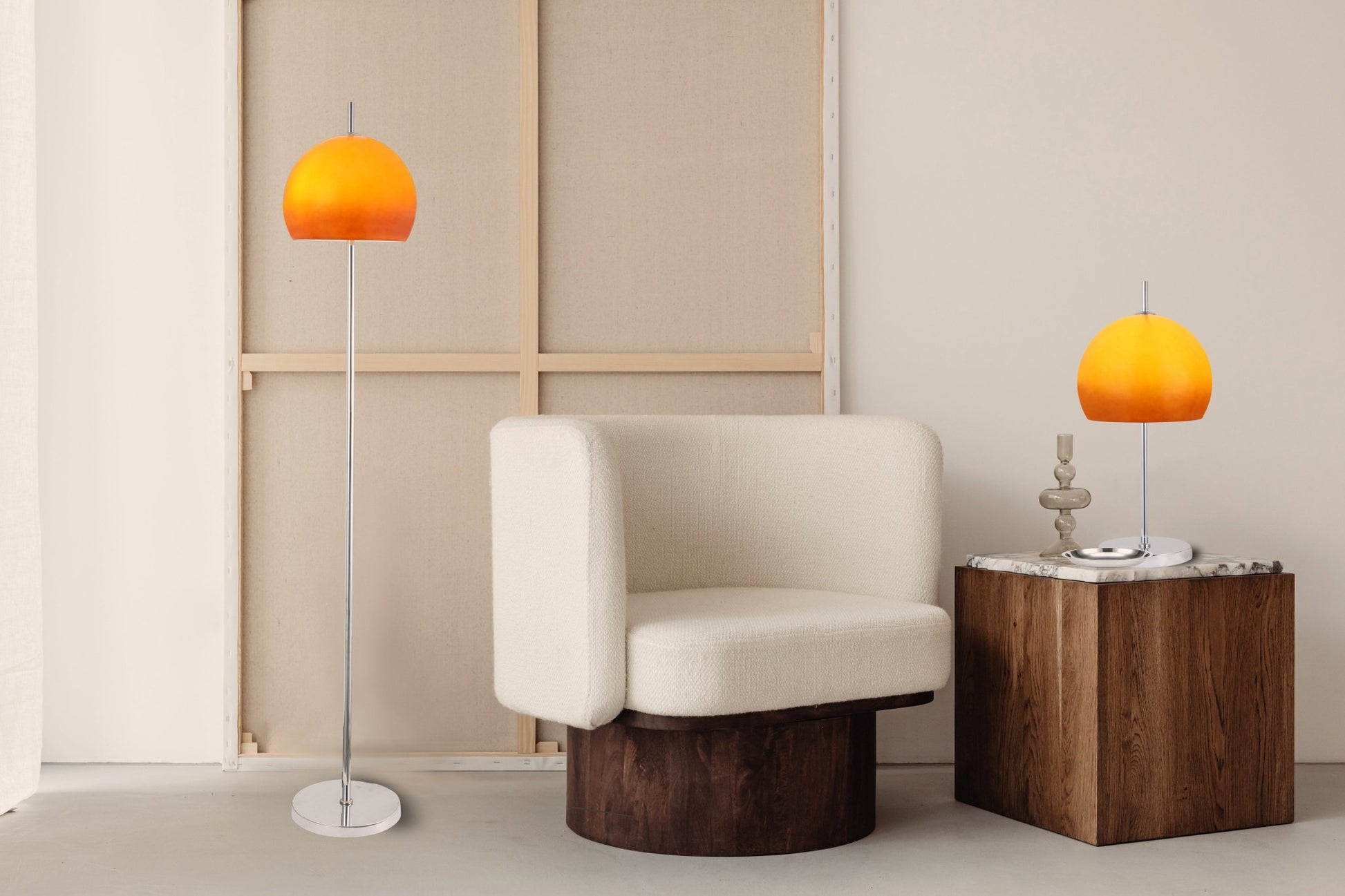 Olivia Mushroom Table & Floor Lamp Duo - Homezee