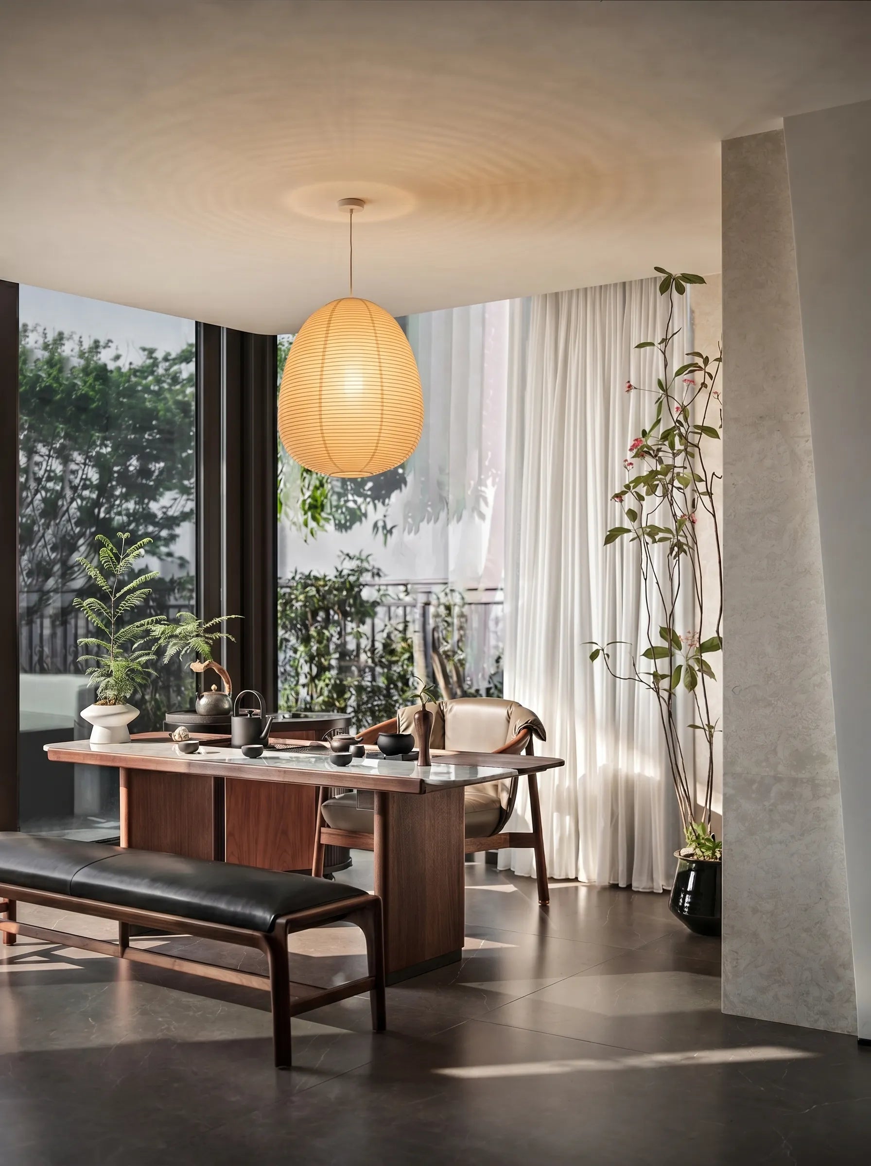 Akita Oblong Rice Paper Japandi Pendant Light