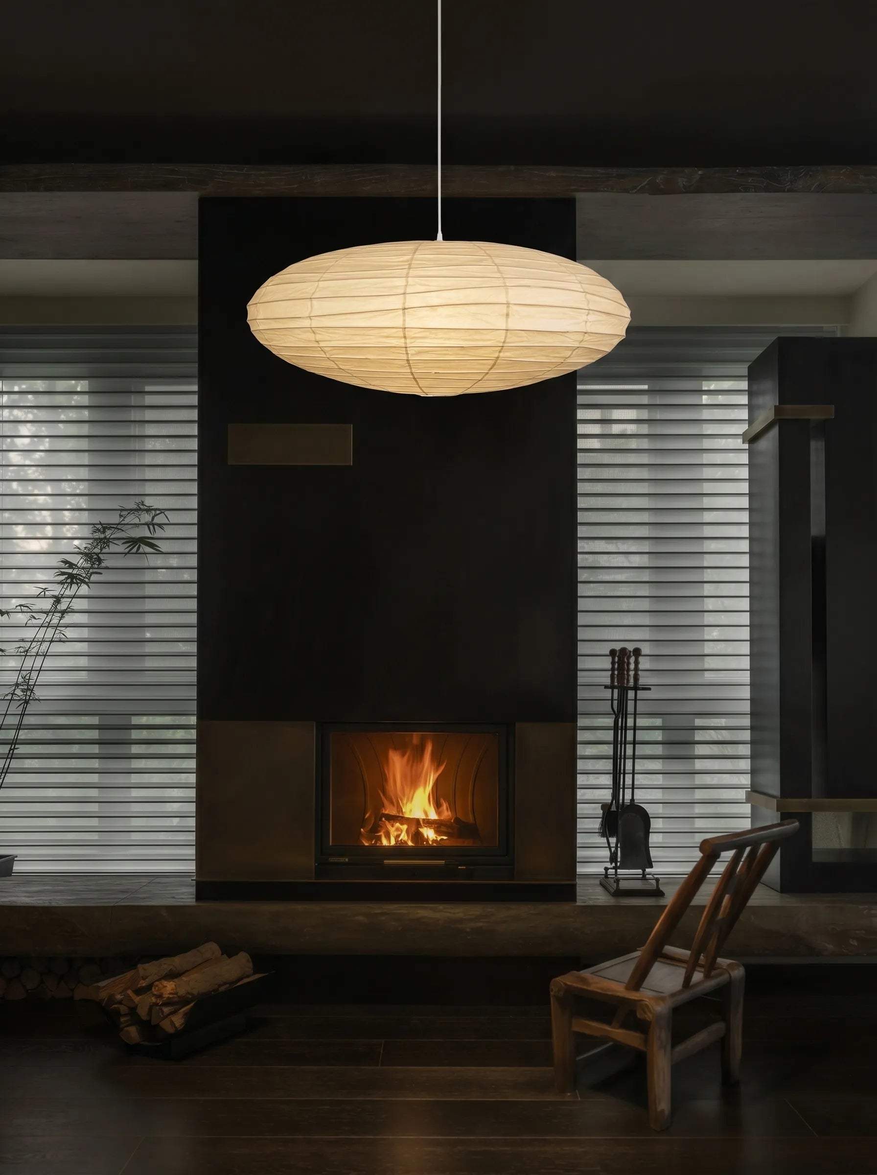 Akita Oval Rice Paper Japandi Pendant Light