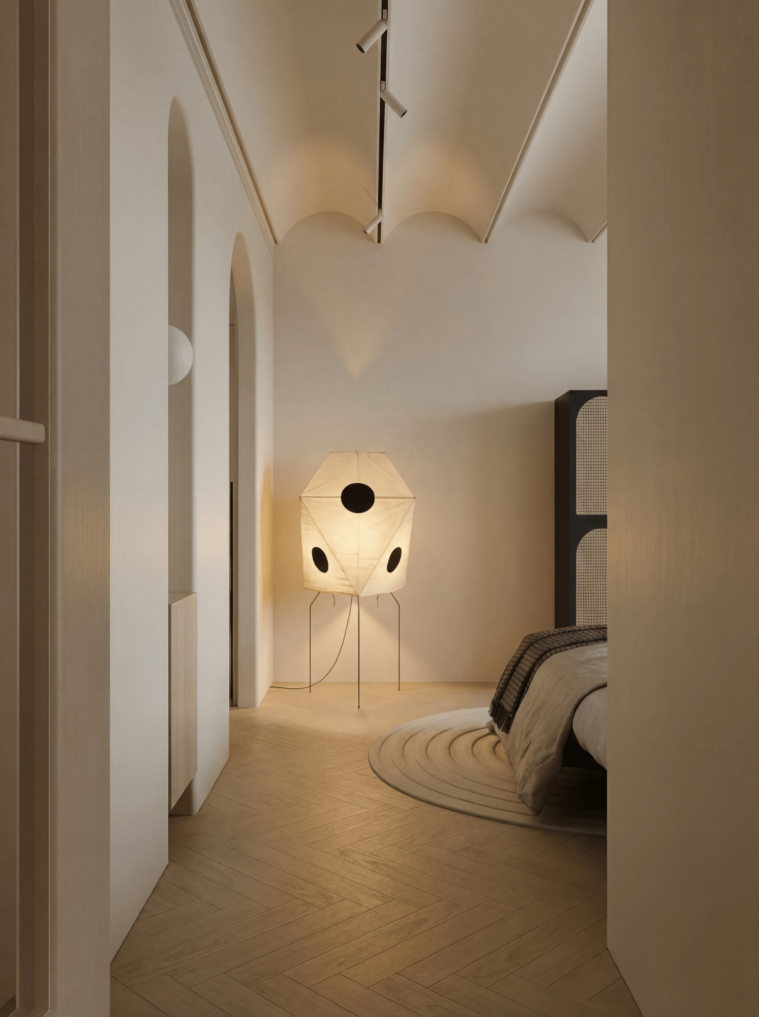 Akita Polygon Rice Paper Tripod Floor Lamp - Homezee