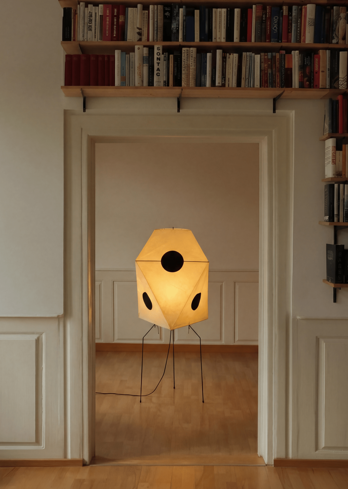 Akita Polygon Rice Paper Tripod Floor Lamp - Homezee