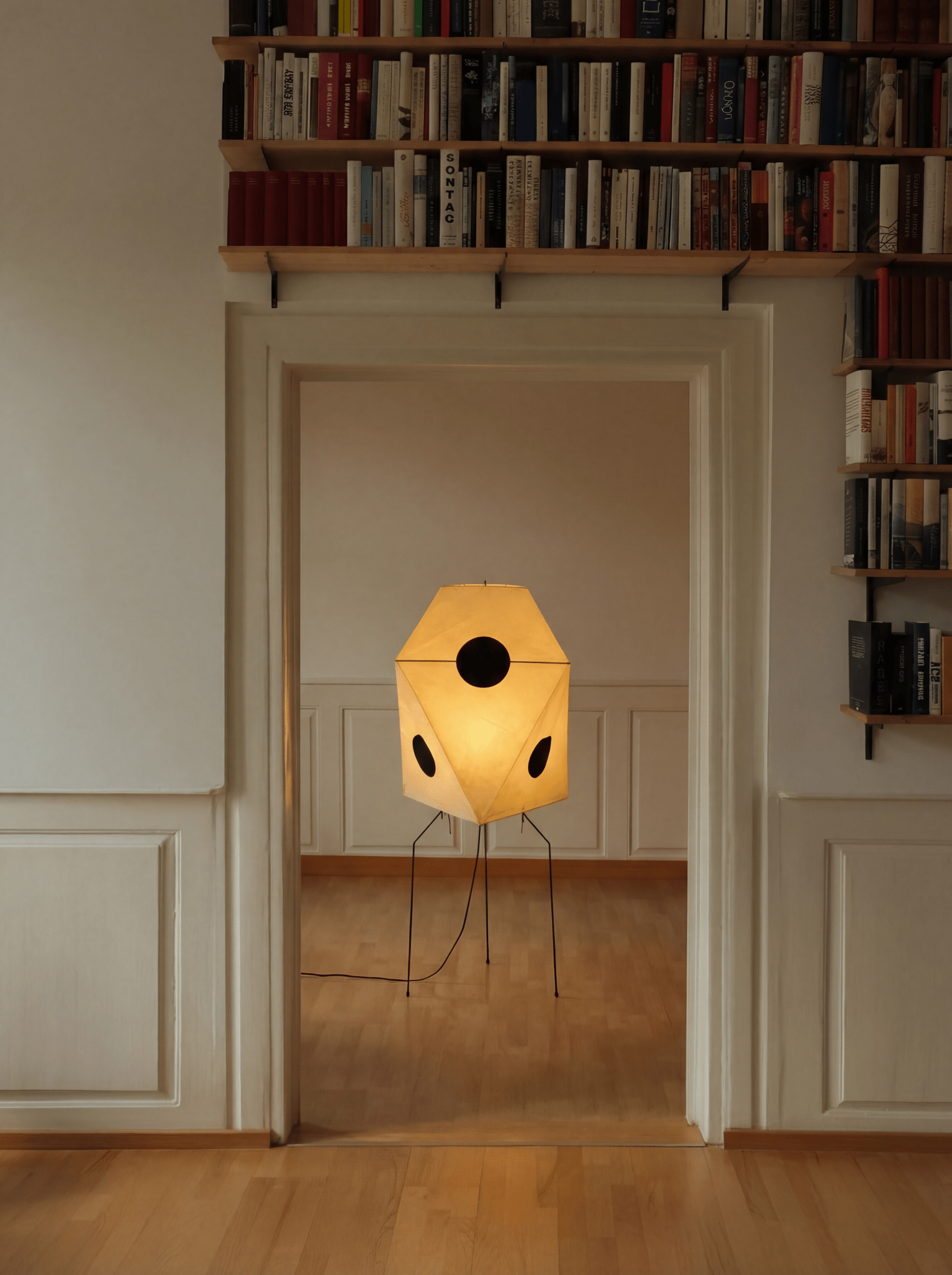 Akita Polygon Rice Paper Tripod Floor Lamp - Homezee