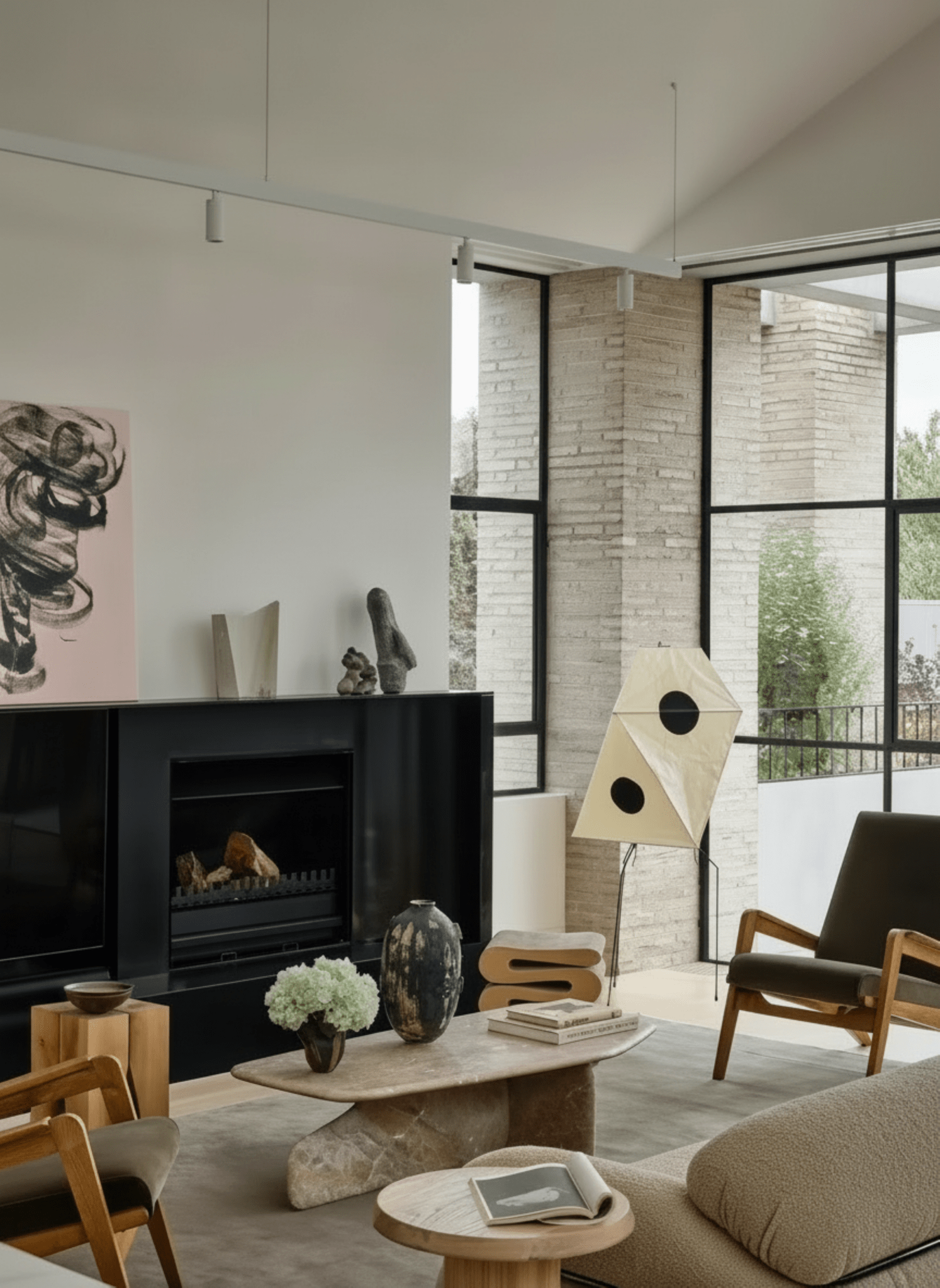 Akita Polygon Rice Paper Tripod Floor Lamp - Homezee
