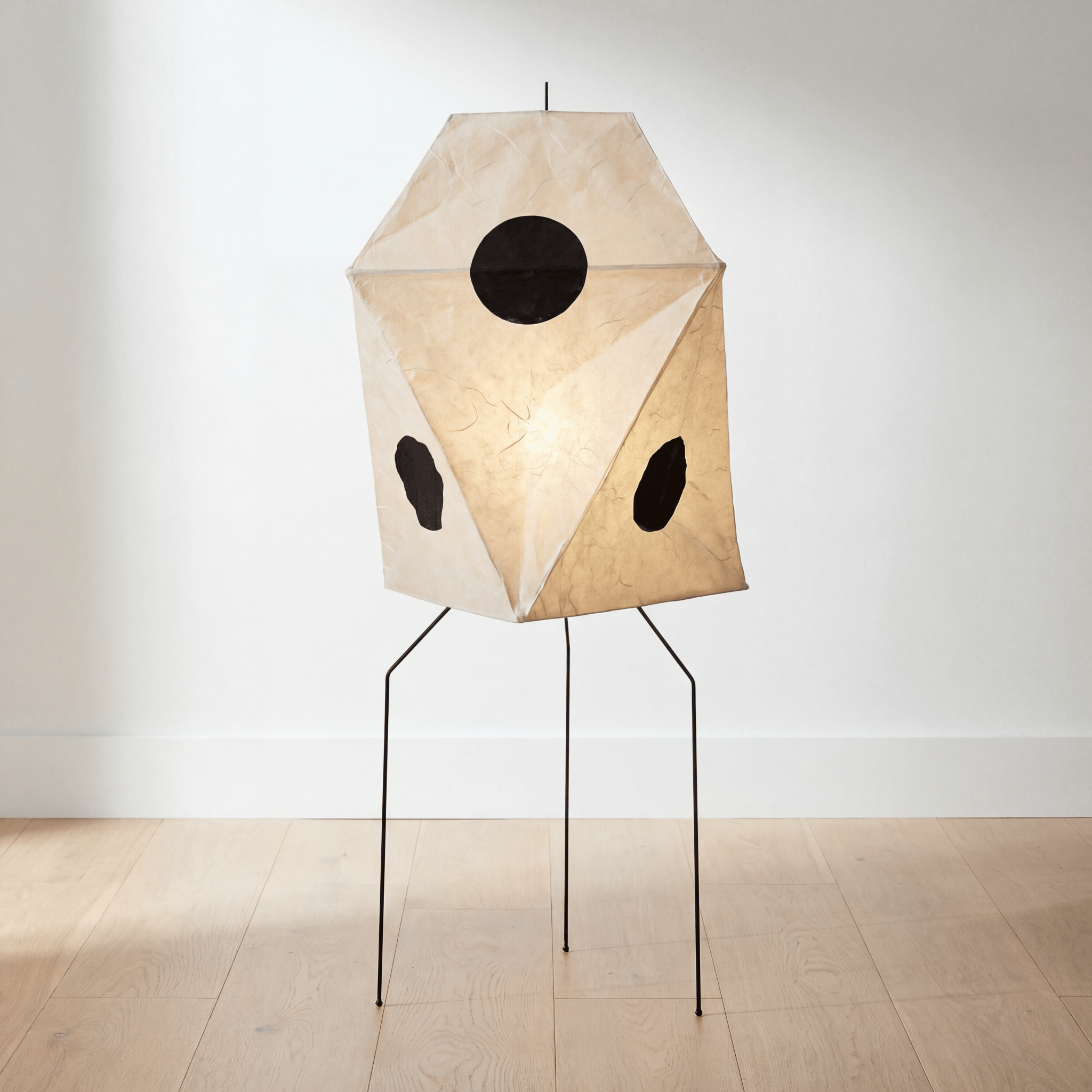 Akita Polygon Rice Paper Tripod Floor Lamp - Homezee