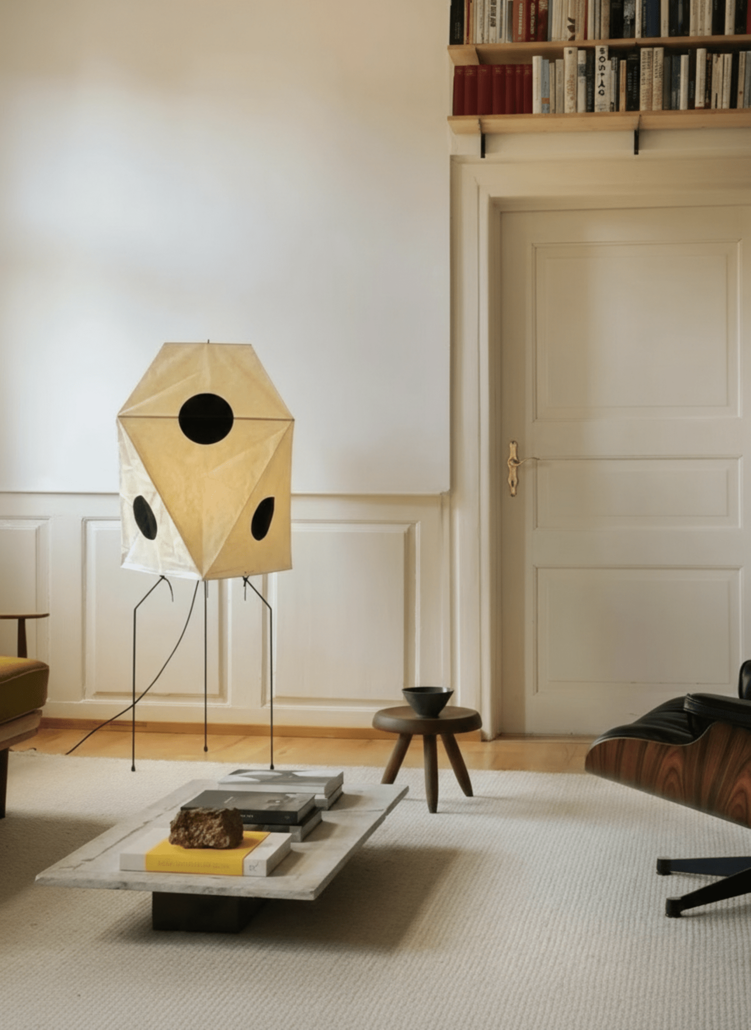 Akita Polygon Rice Paper Tripod Floor Lamp - Homezee