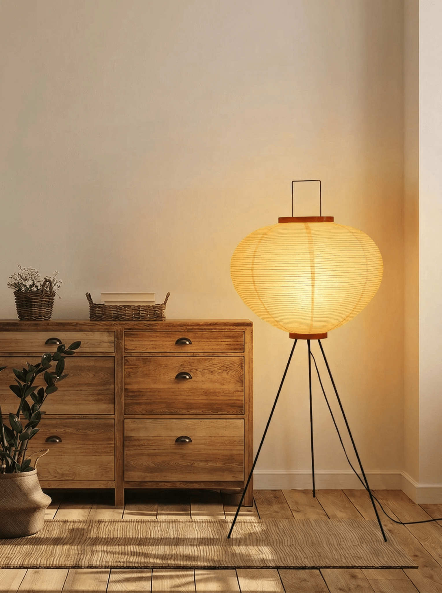 Akita Rice Paper Floor Lamp - Homezee