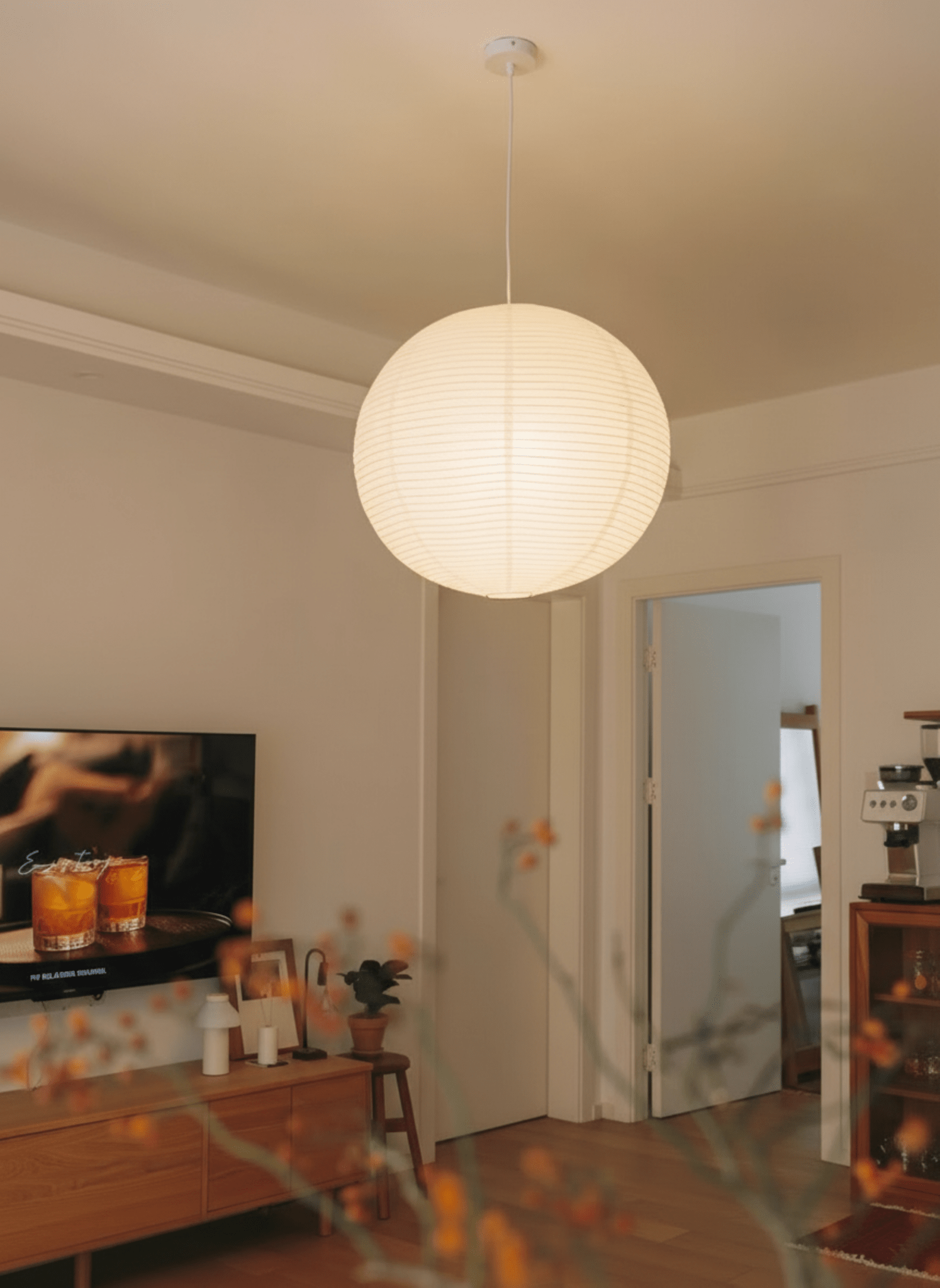 Akita Rice Paper Globe Pendant Lamp - Homezee