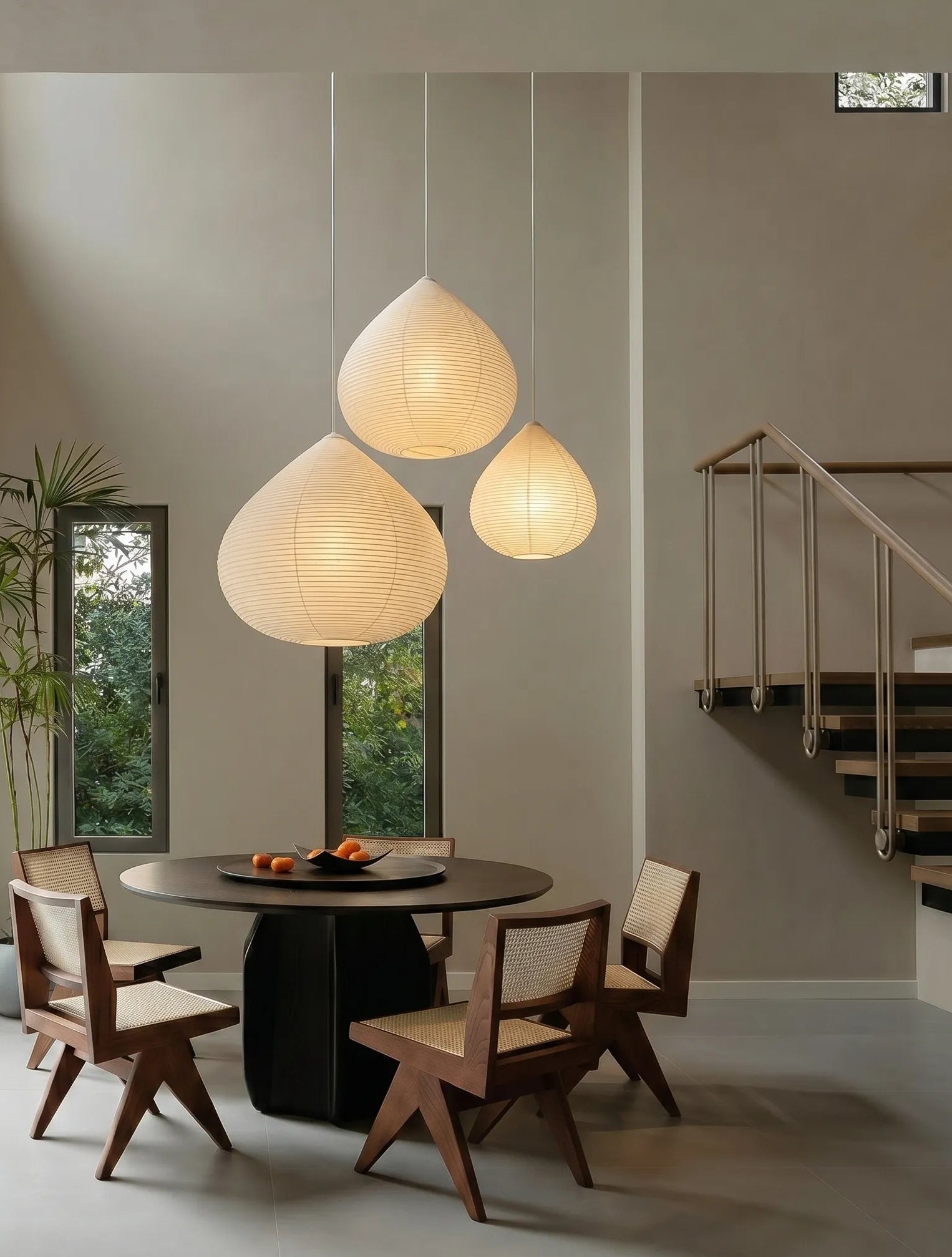 Akita Rice Paper Japandi Drop Pendant Light
