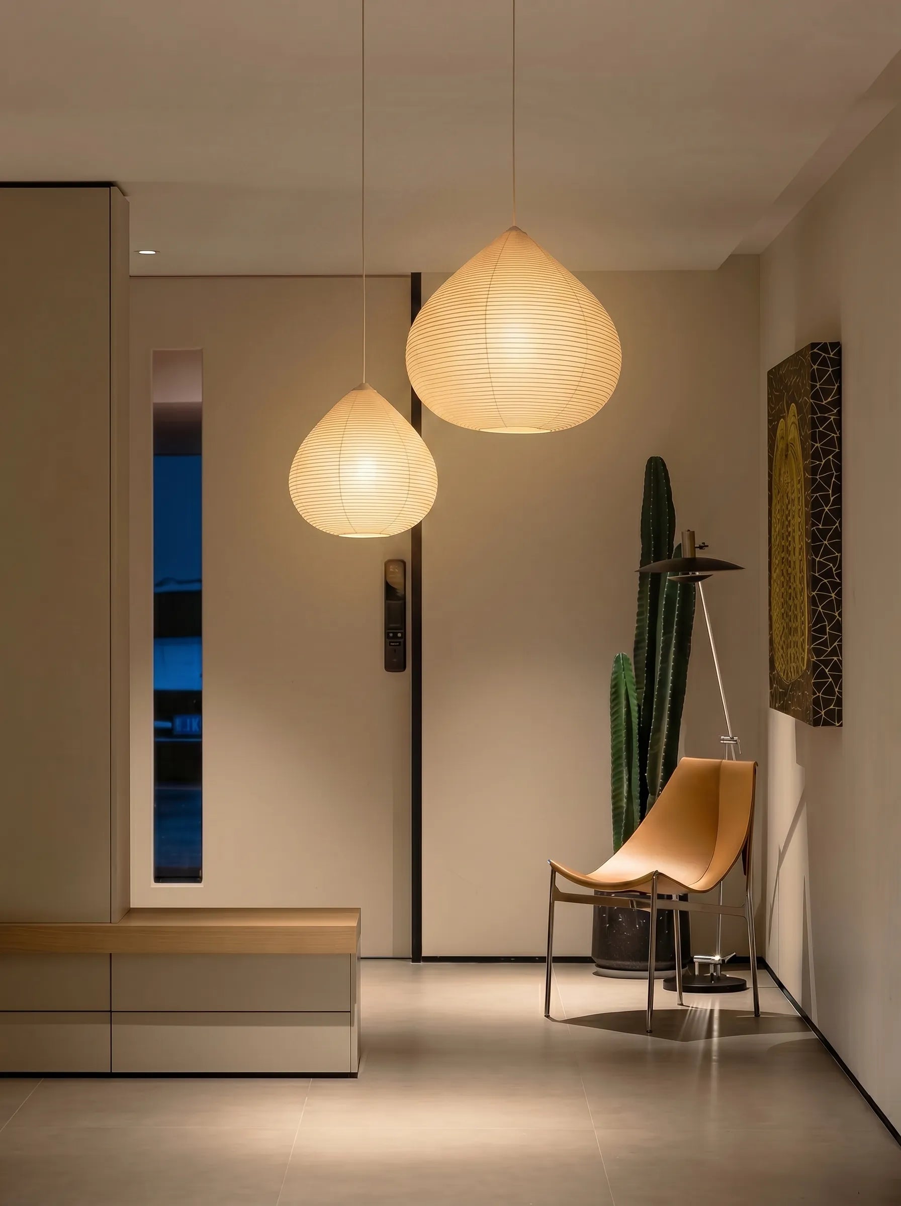 Akita Rice Paper Japandi Drop Pendant Light