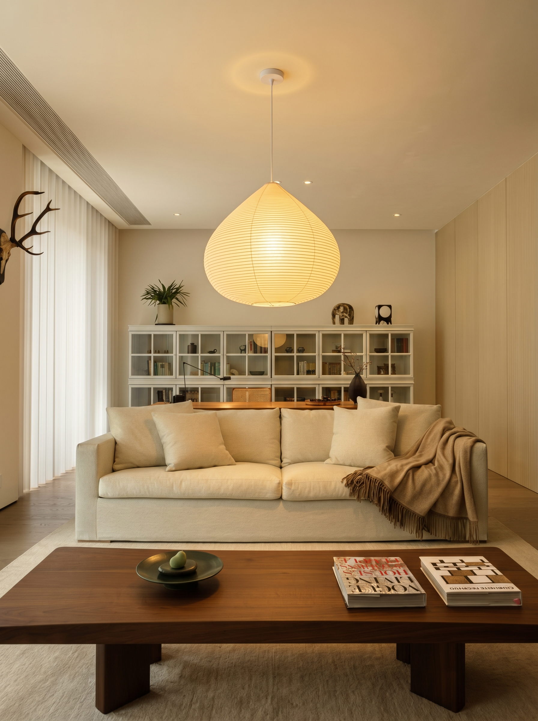 Akita Rice Paper Japandi Drop Pendant Light