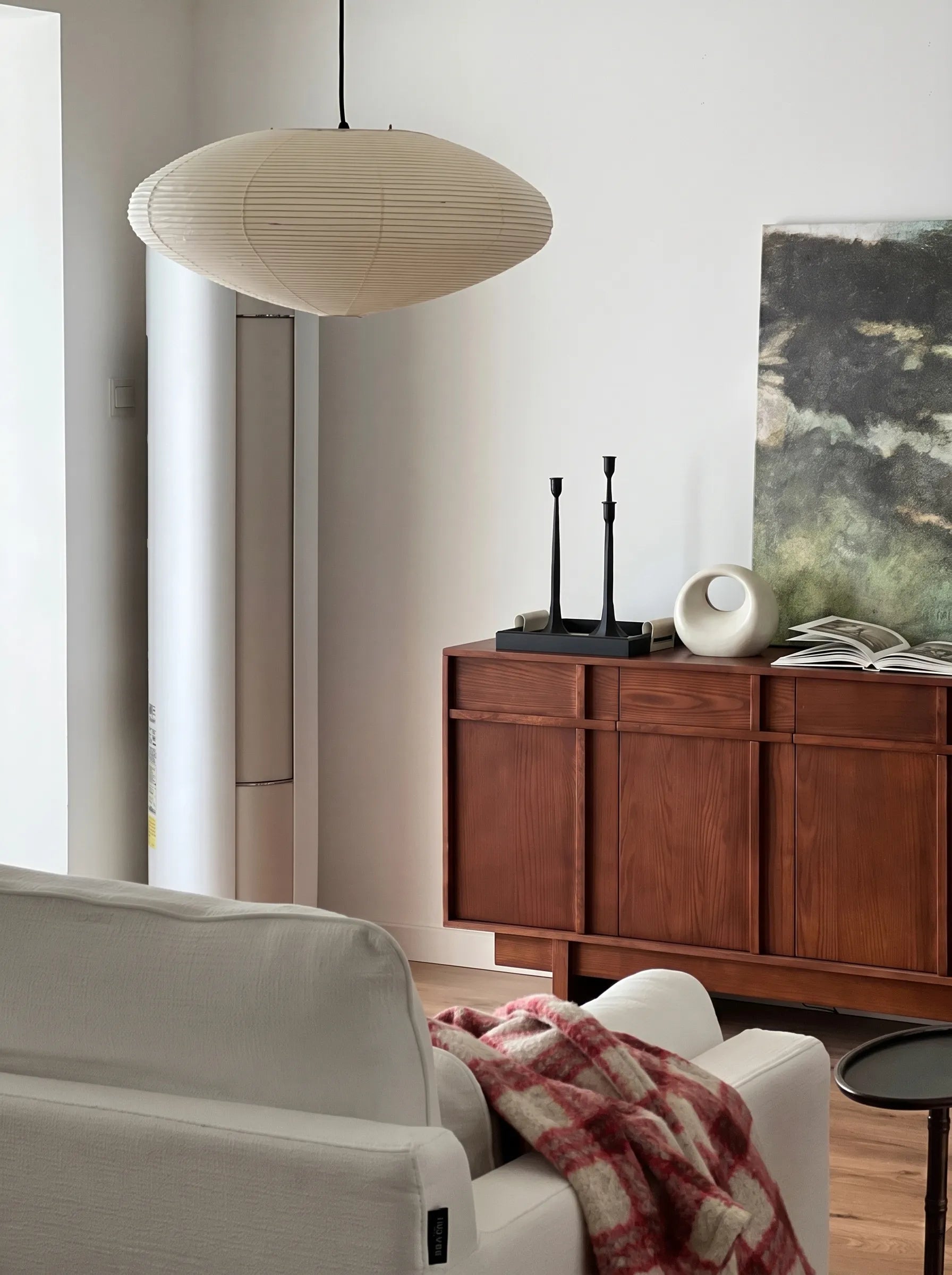 Akita Rice Paper Japandi Saucer Pendant Light