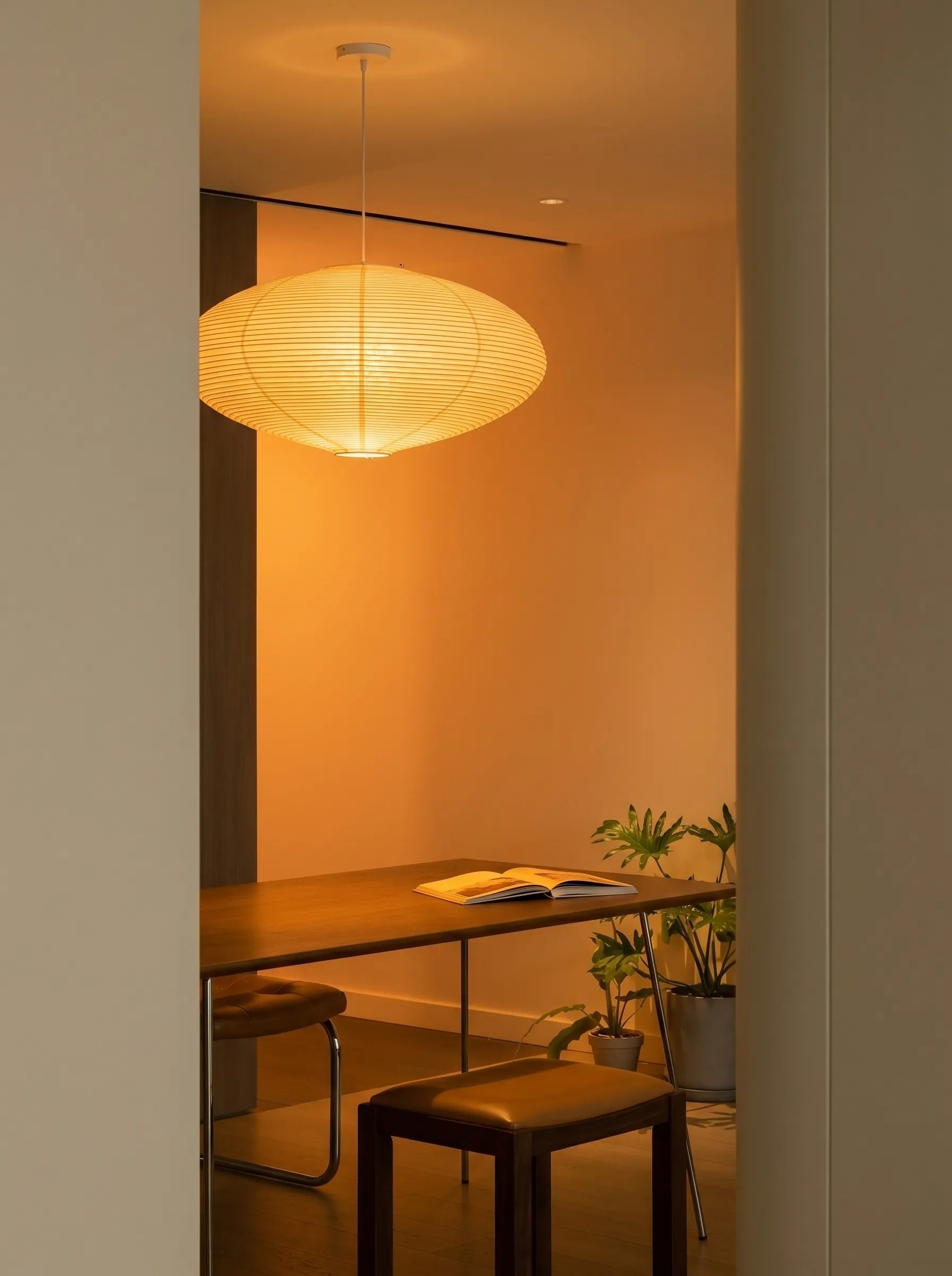 Akita Rice Paper Japandi Saucer Pendant Light