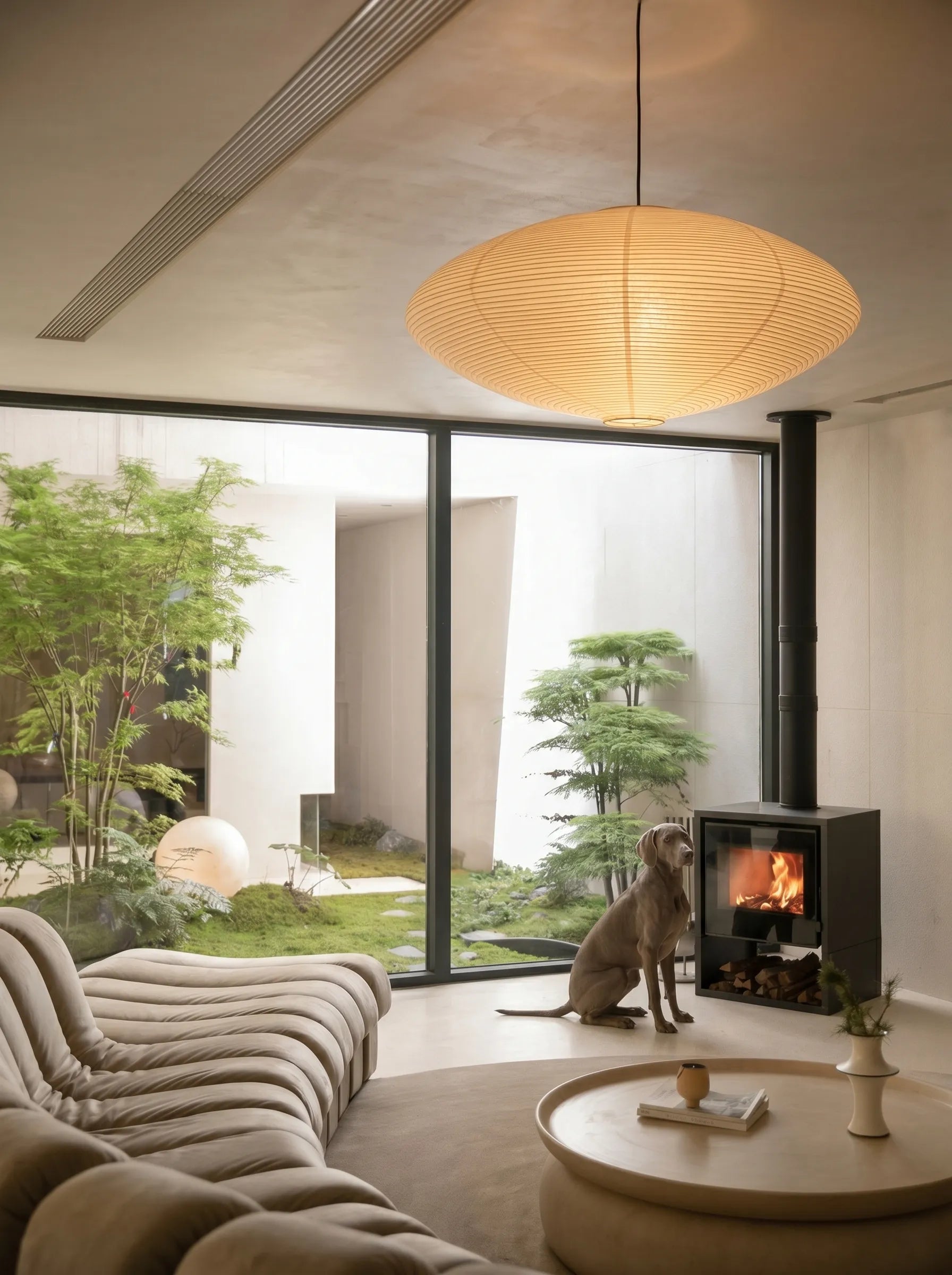 Akita Rice Paper Japandi Saucer Pendant Light