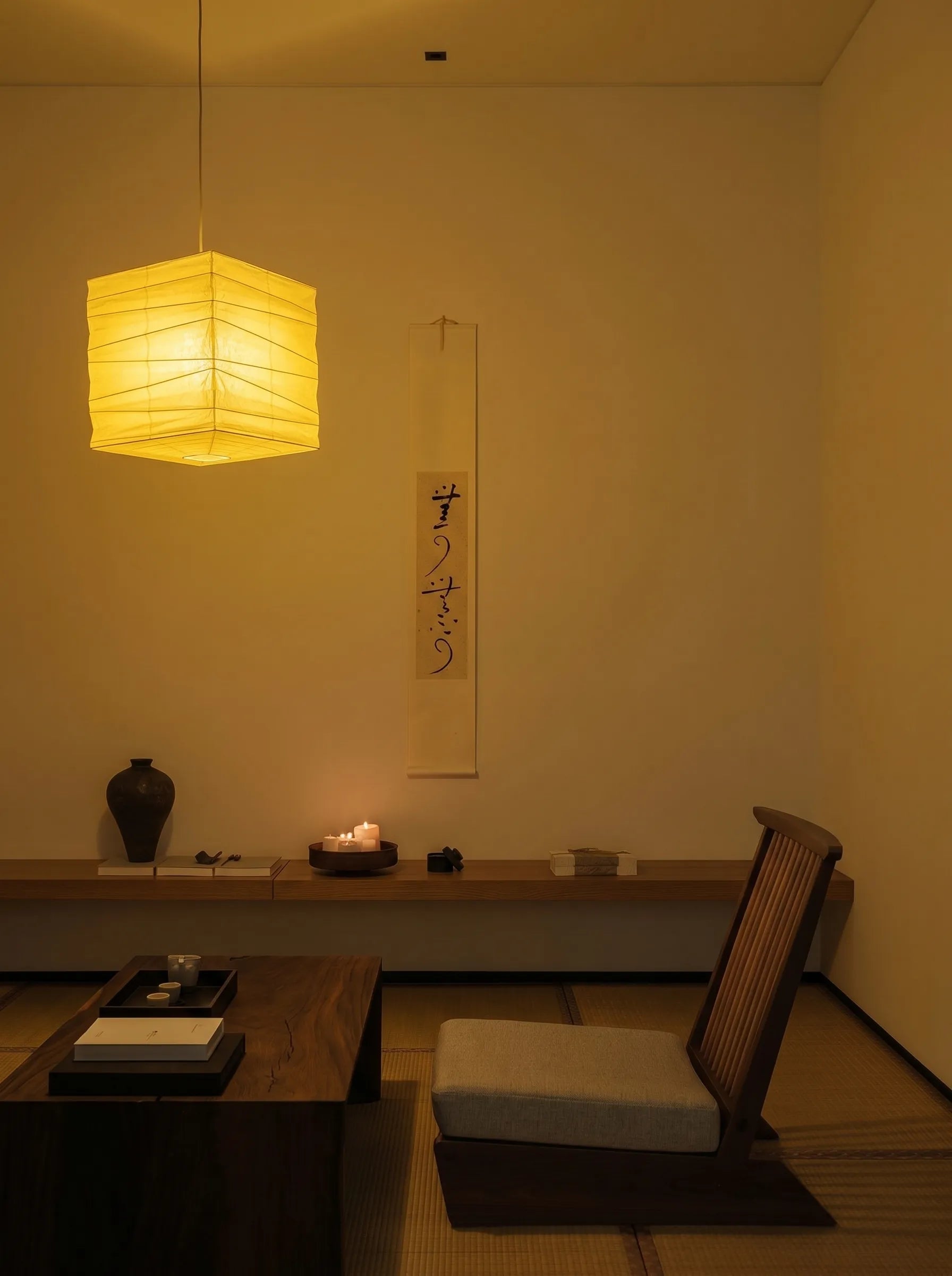 Akita Rice Paper Japandi Square Pendant Light