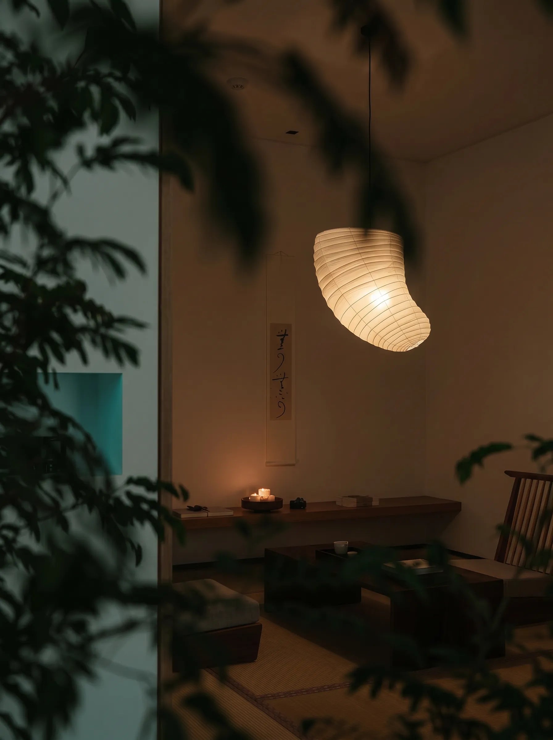 Akita Rice Paper Japandi Tilted Pendant Light