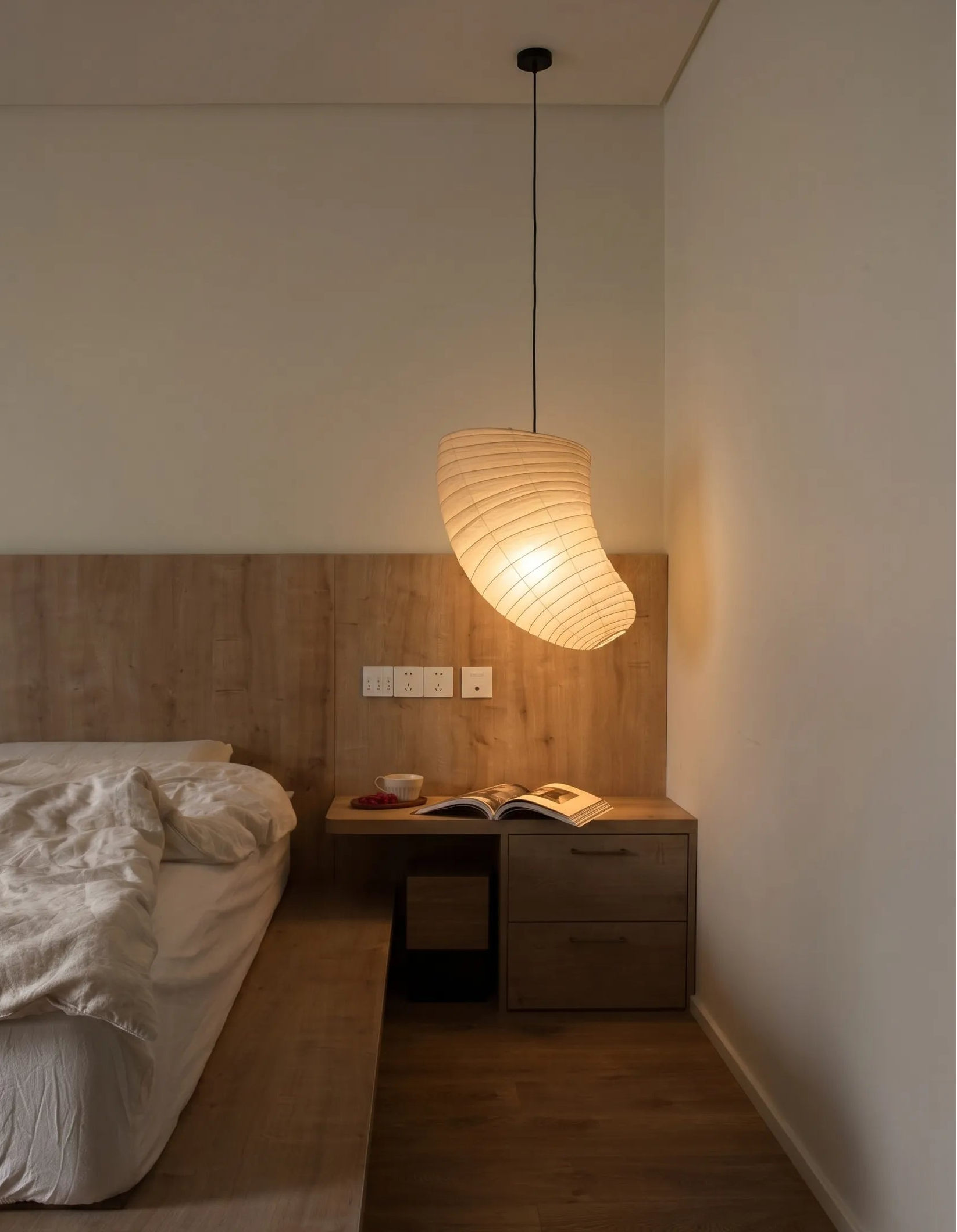 Akita Rice Paper Japandi Tilted Pendant Light