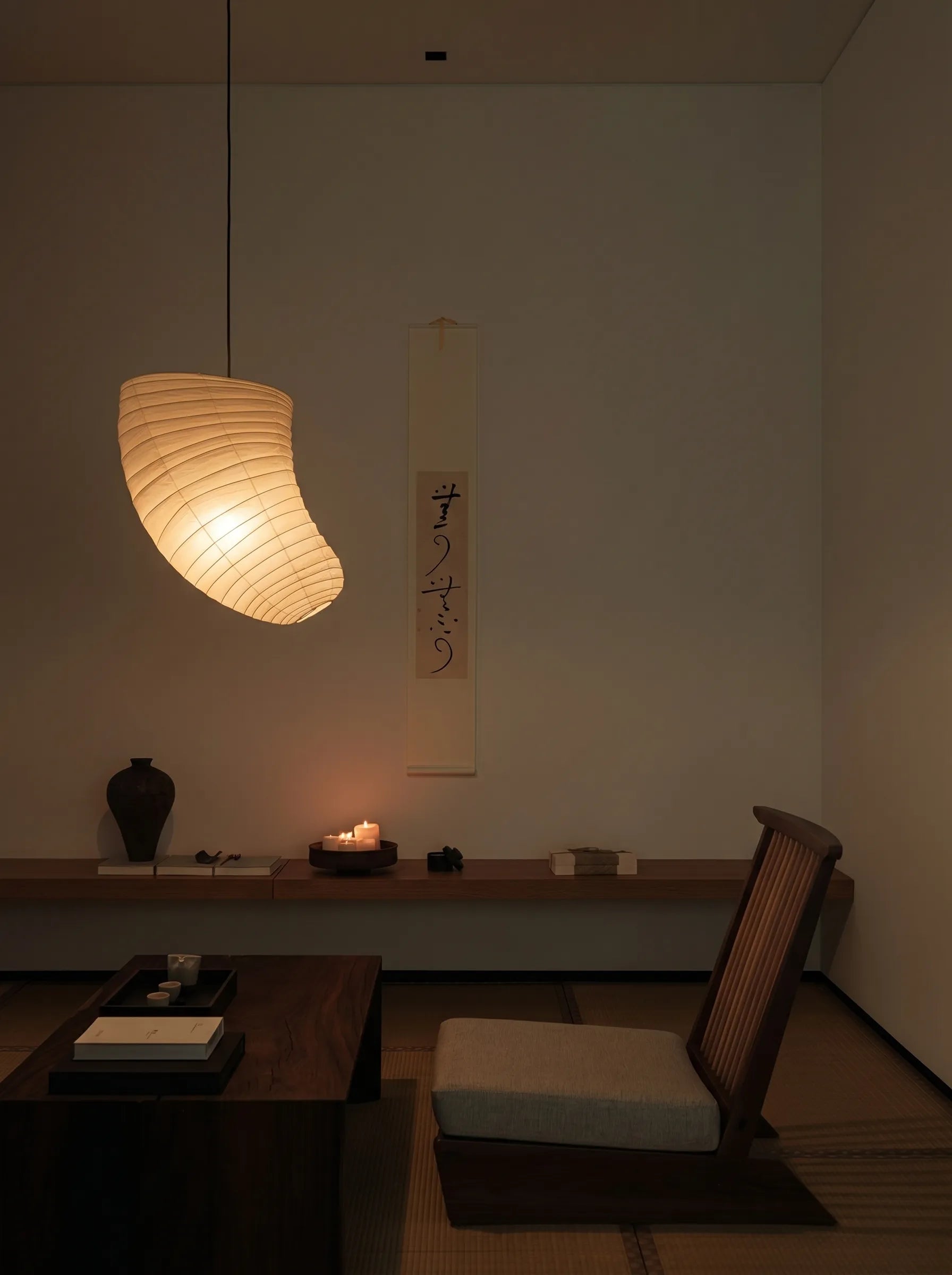 Akita Rice Paper Japandi Tilted Pendant Light