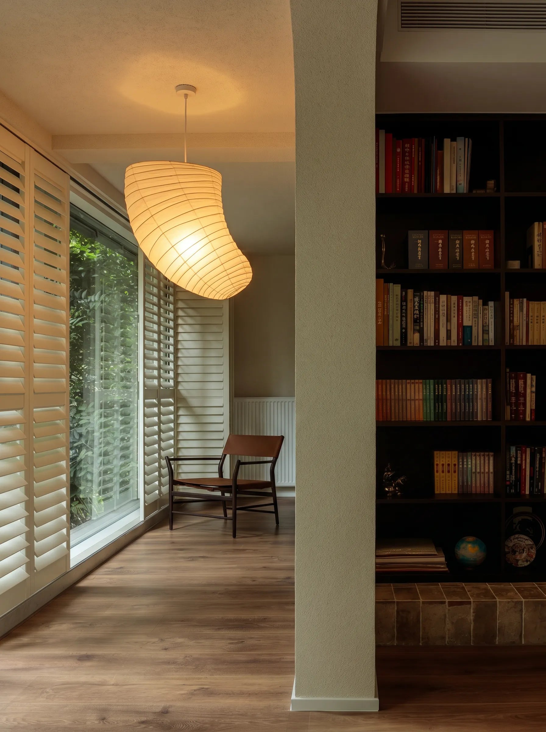 Akita Rice Paper Japandi Tilted Pendant Light