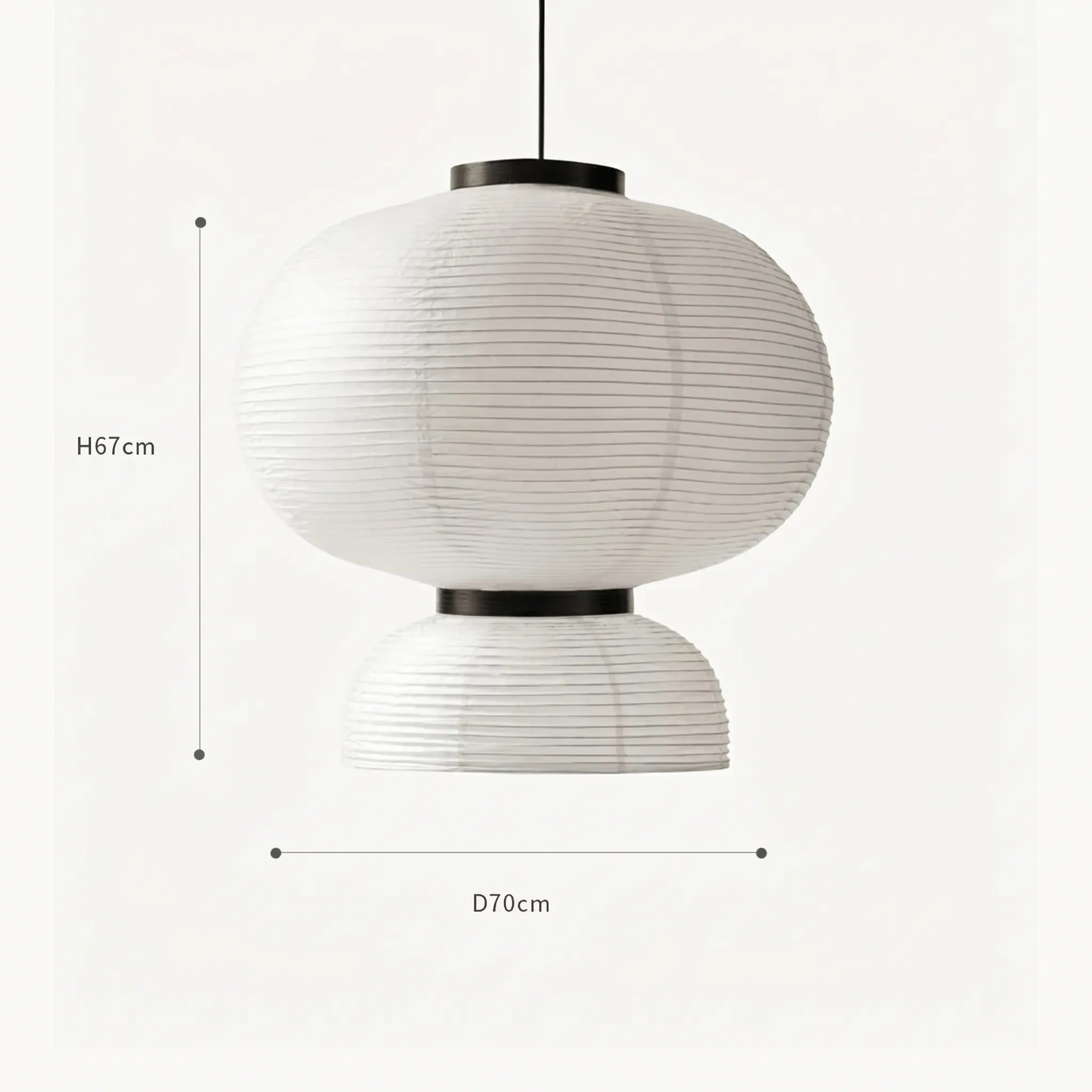 Akita Rice Paper Japandi lantern Shaped Pendant Light
