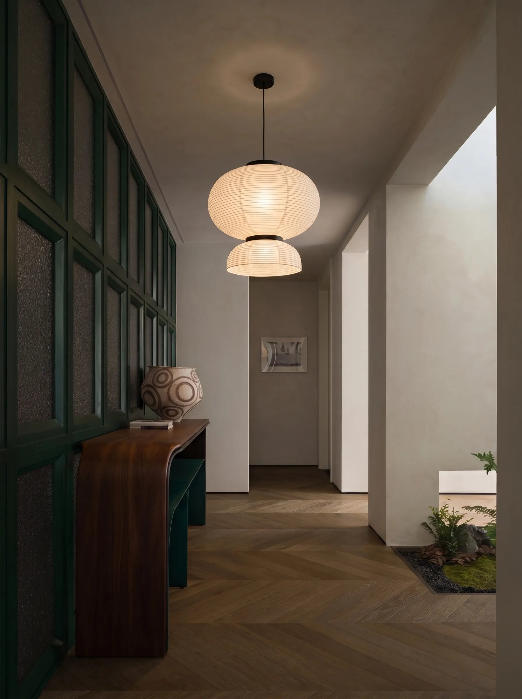 Akita Rice Paper Japandi lantern Shaped Pendant Light