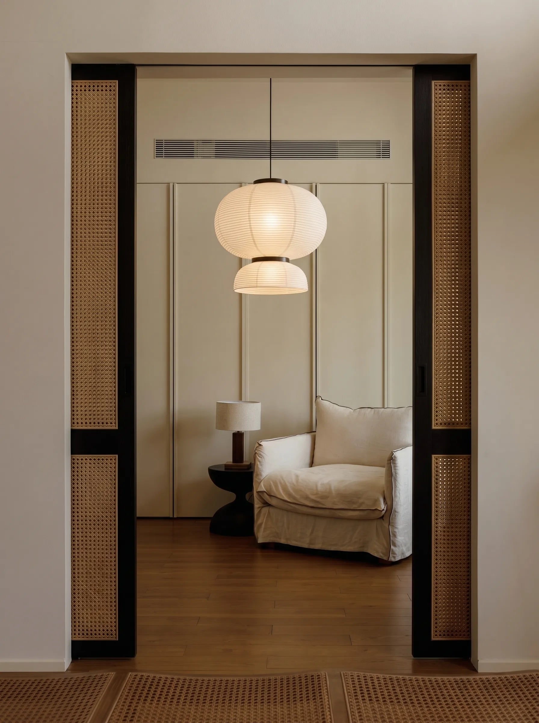 Akita Rice Paper Japandi lantern Shaped Pendant Light