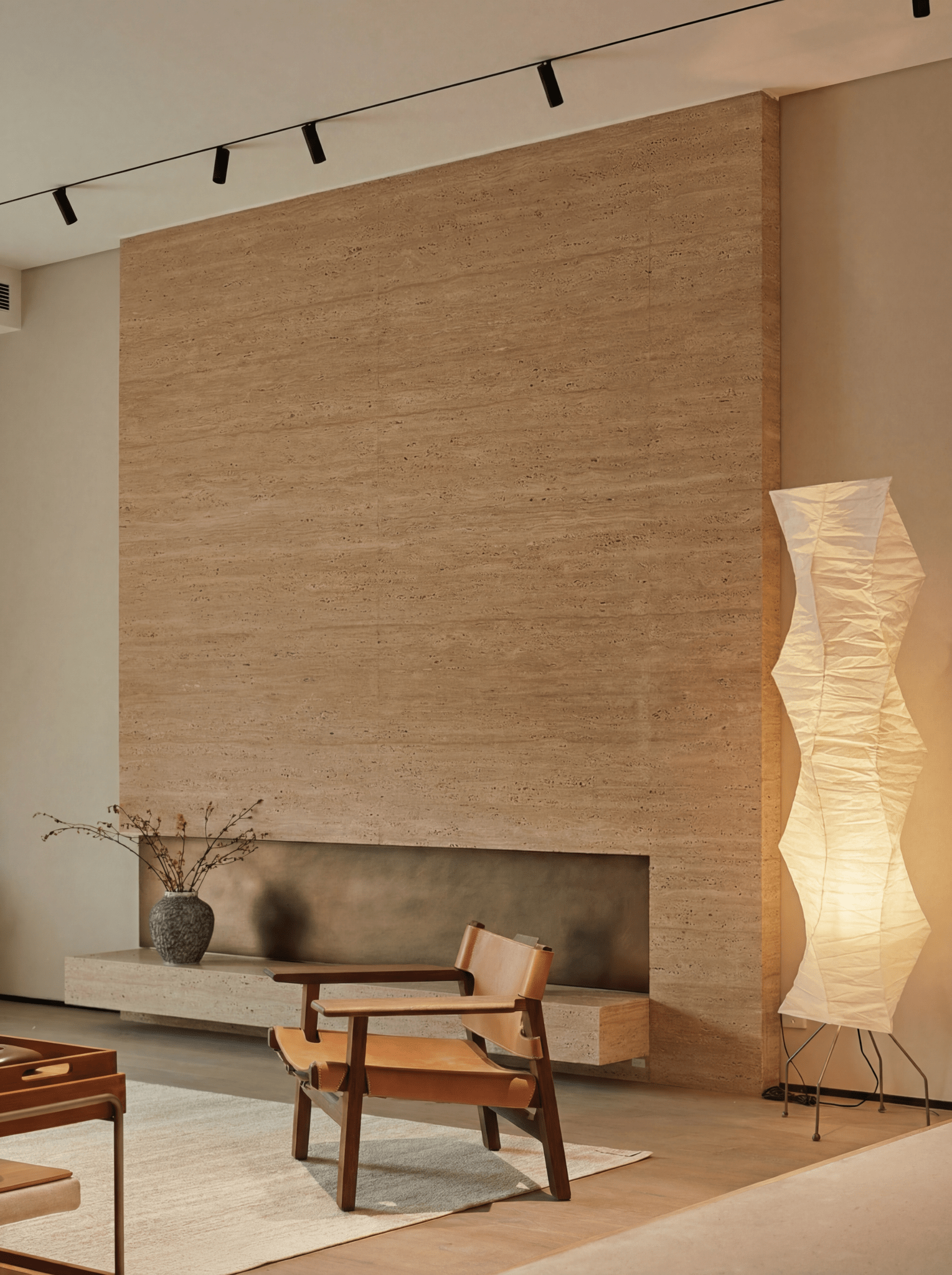 Akita Wavy Rice Paper Floor Lamp - Homezee
