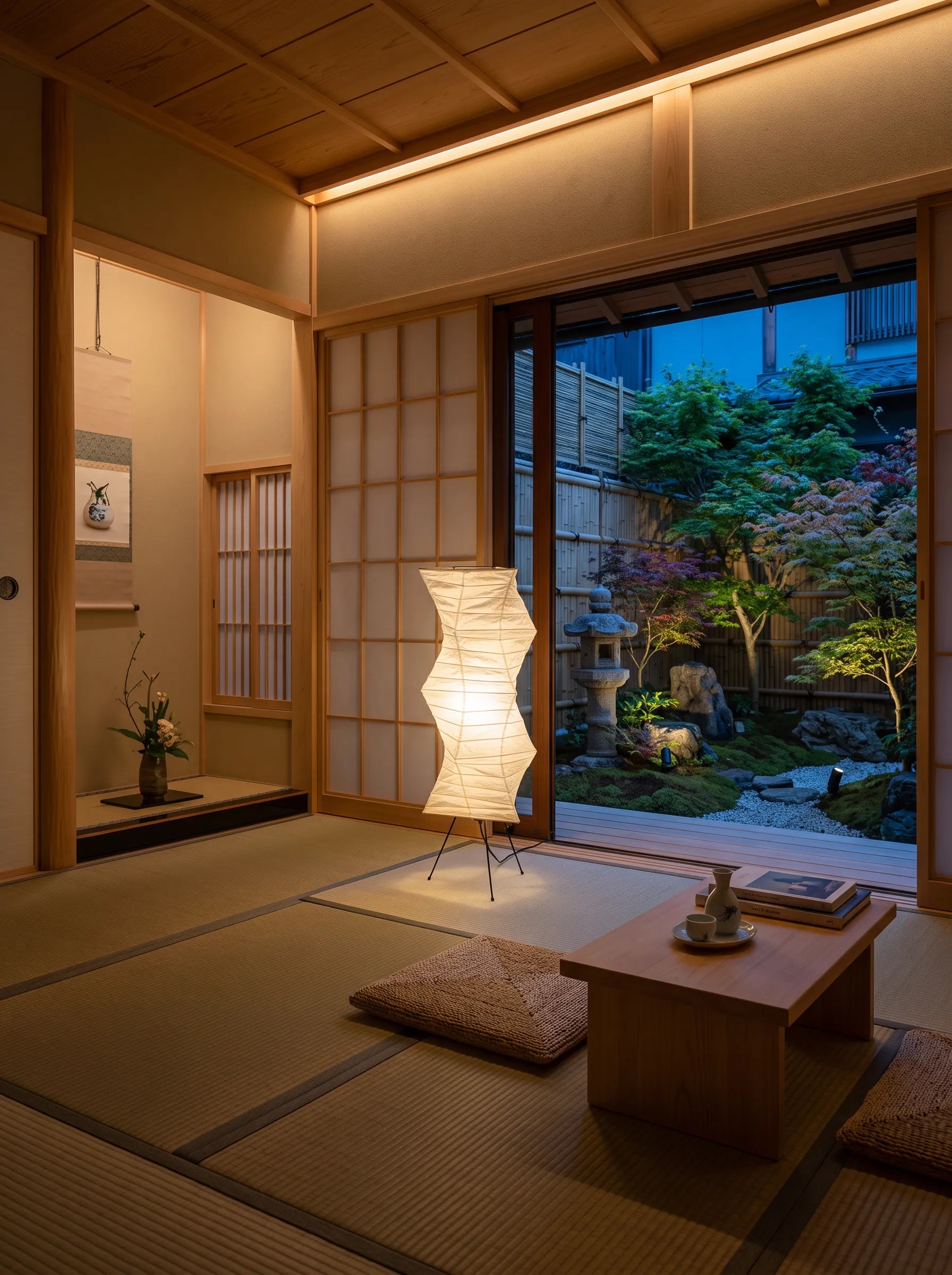 Akita Wavy Rice Paper Floor Lamp
