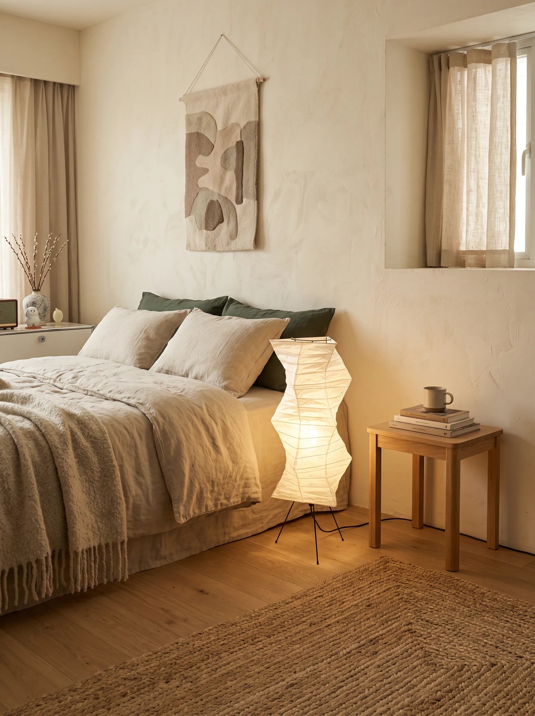 Akita Wavy Rice Paper Floor Lamp
