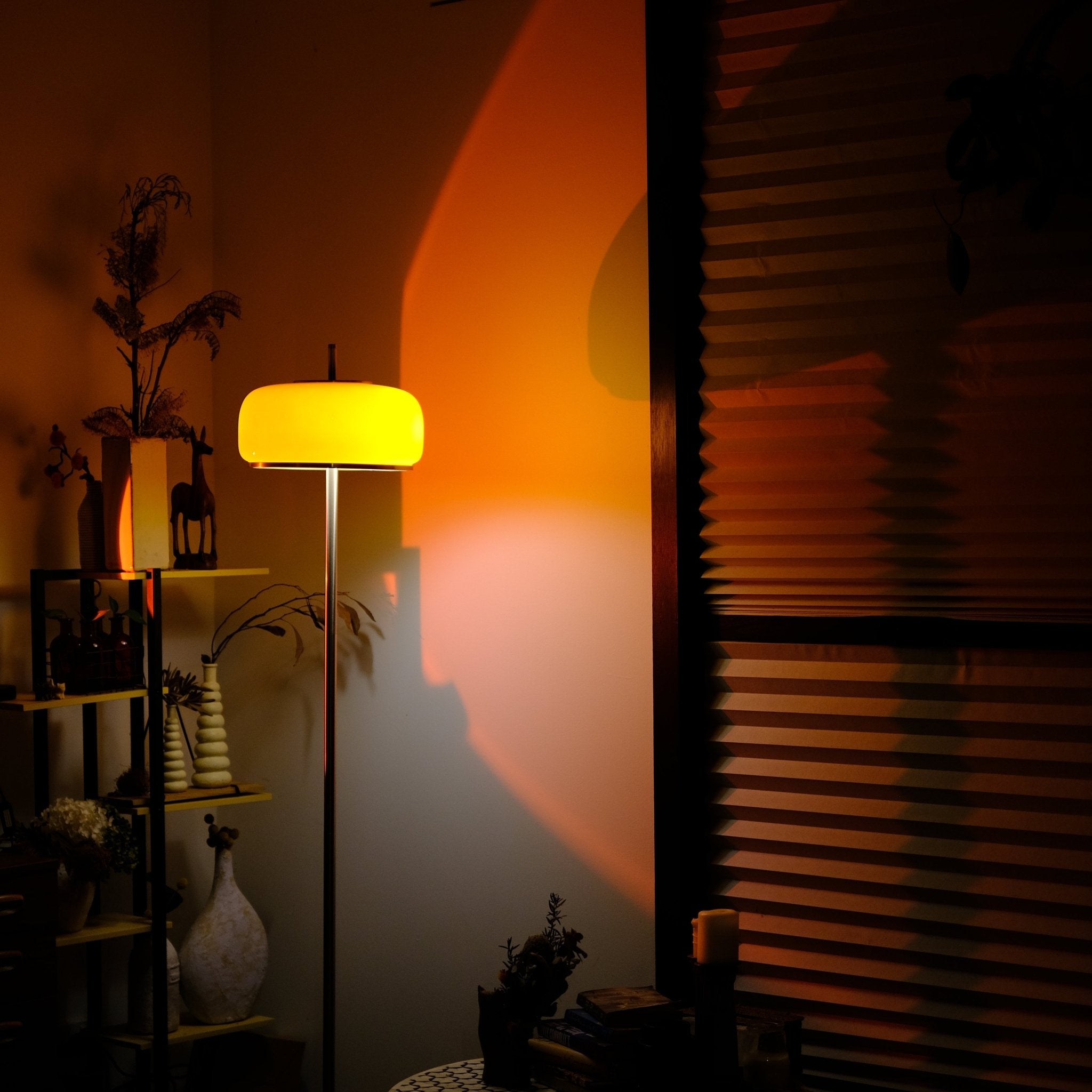 Amelia Floor Lamp | Hand - Blown Glass Orange Amber Smoke - Homezee