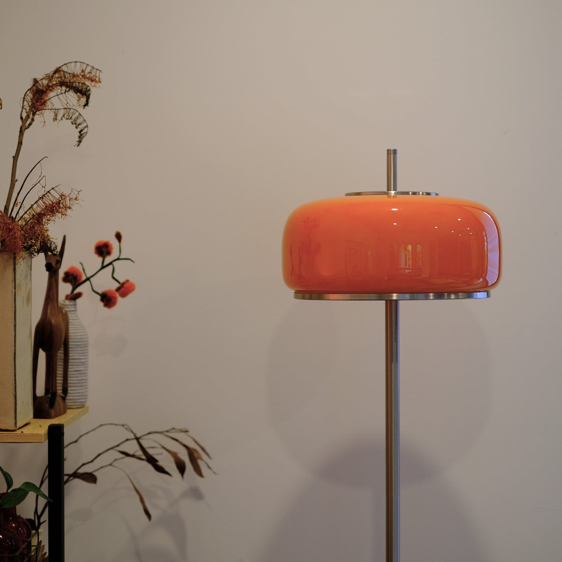 Amelia Floor Lamp | Hand - Blown Glass Orange Amber Smoke - Homezee