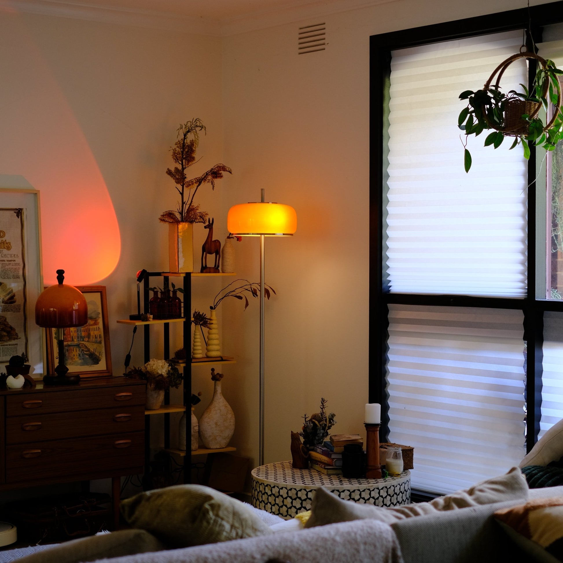 Amelia Floor Lamp | Hand - Blown Glass Orange Amber Smoke - Homezee