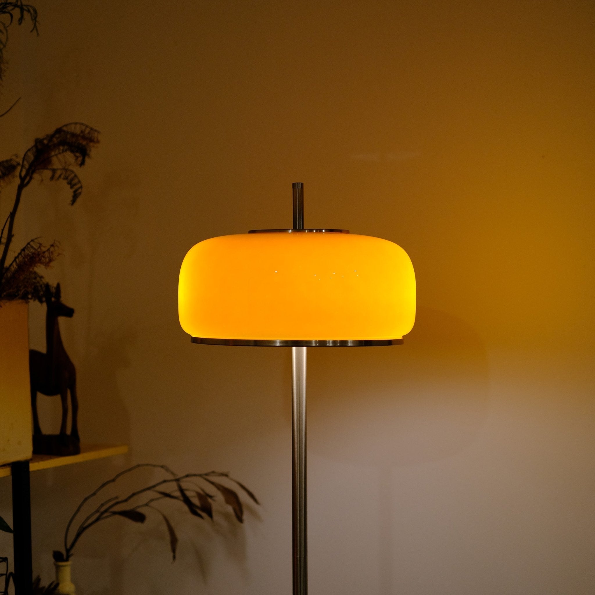 Amelia Floor Lamp | Hand - Blown Glass Orange Amber Smoke - Homezee