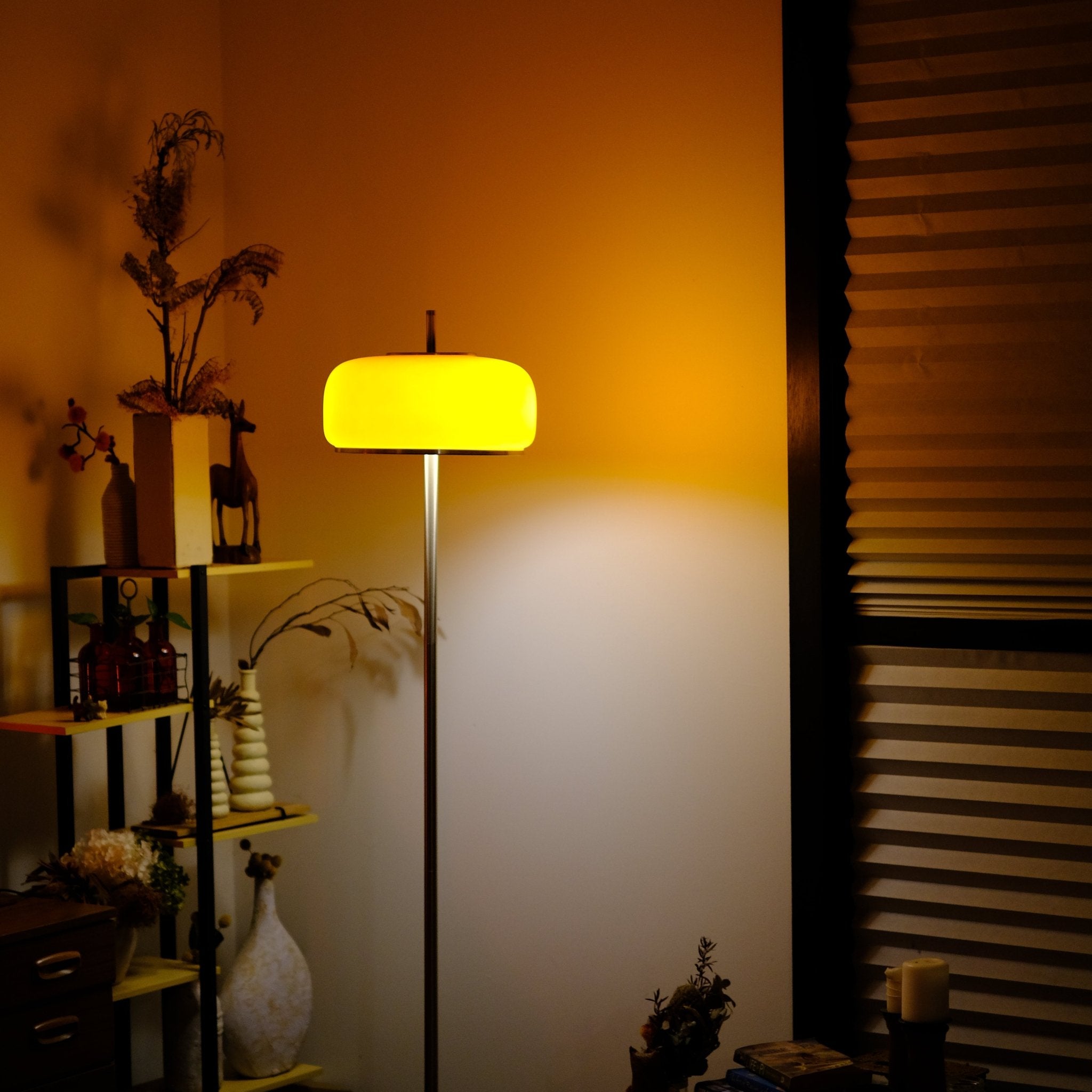 Amelia Floor Lamp | Hand - Blown Glass Orange Amber Smoke - Homezee