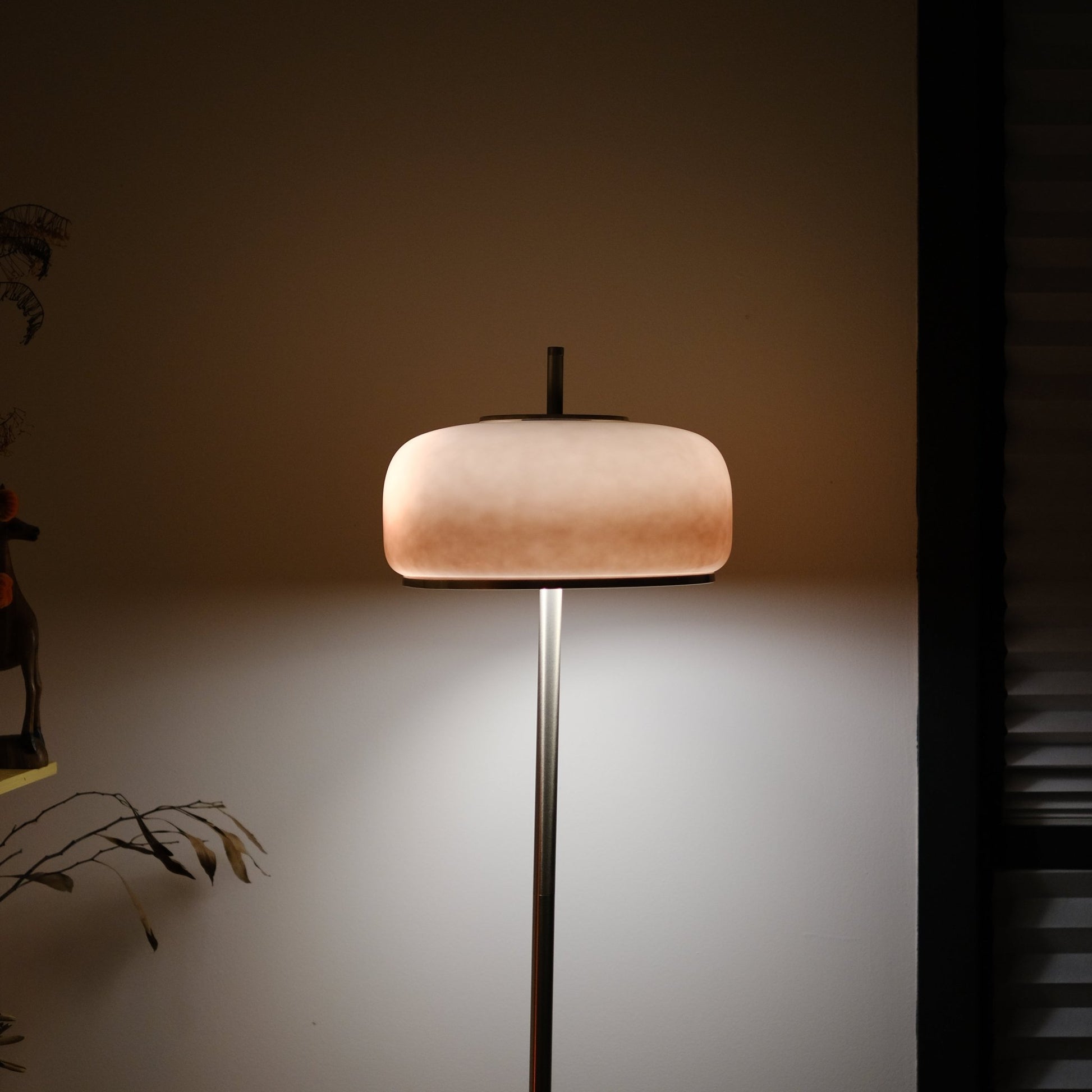 Amelia Floor Lamp | Hand - Blown Glass Orange Amber Smoke - Homezee