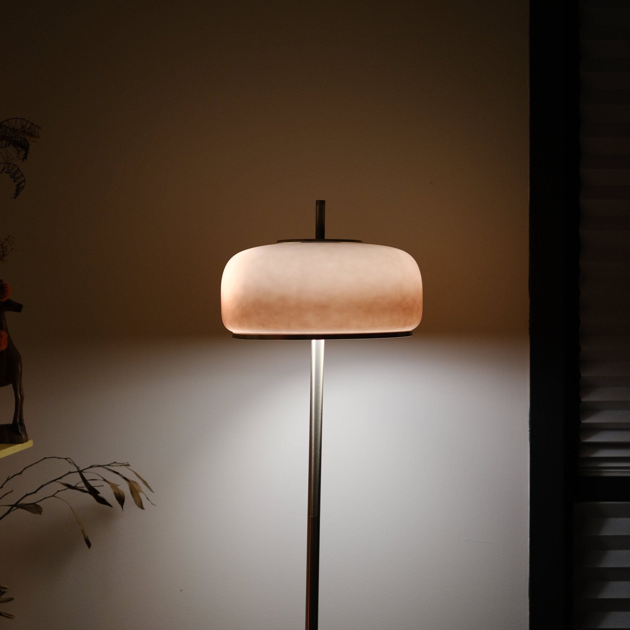 Amelia Floor Lamp | Hand - Blown Glass Orange Amber Smoke - Homezee