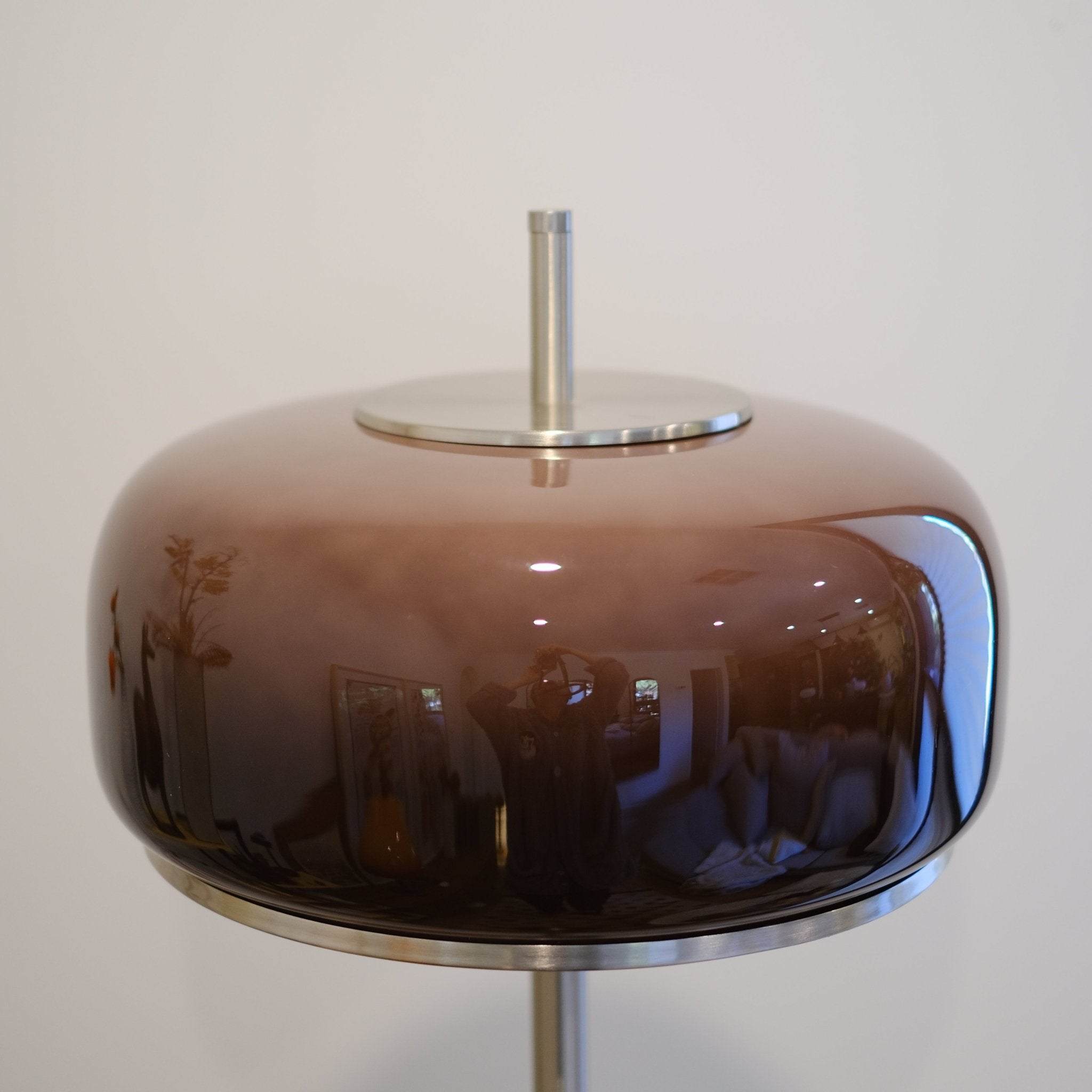 Amelia Floor Lamp | Hand - Blown Glass Orange Amber Smoke - Homezee