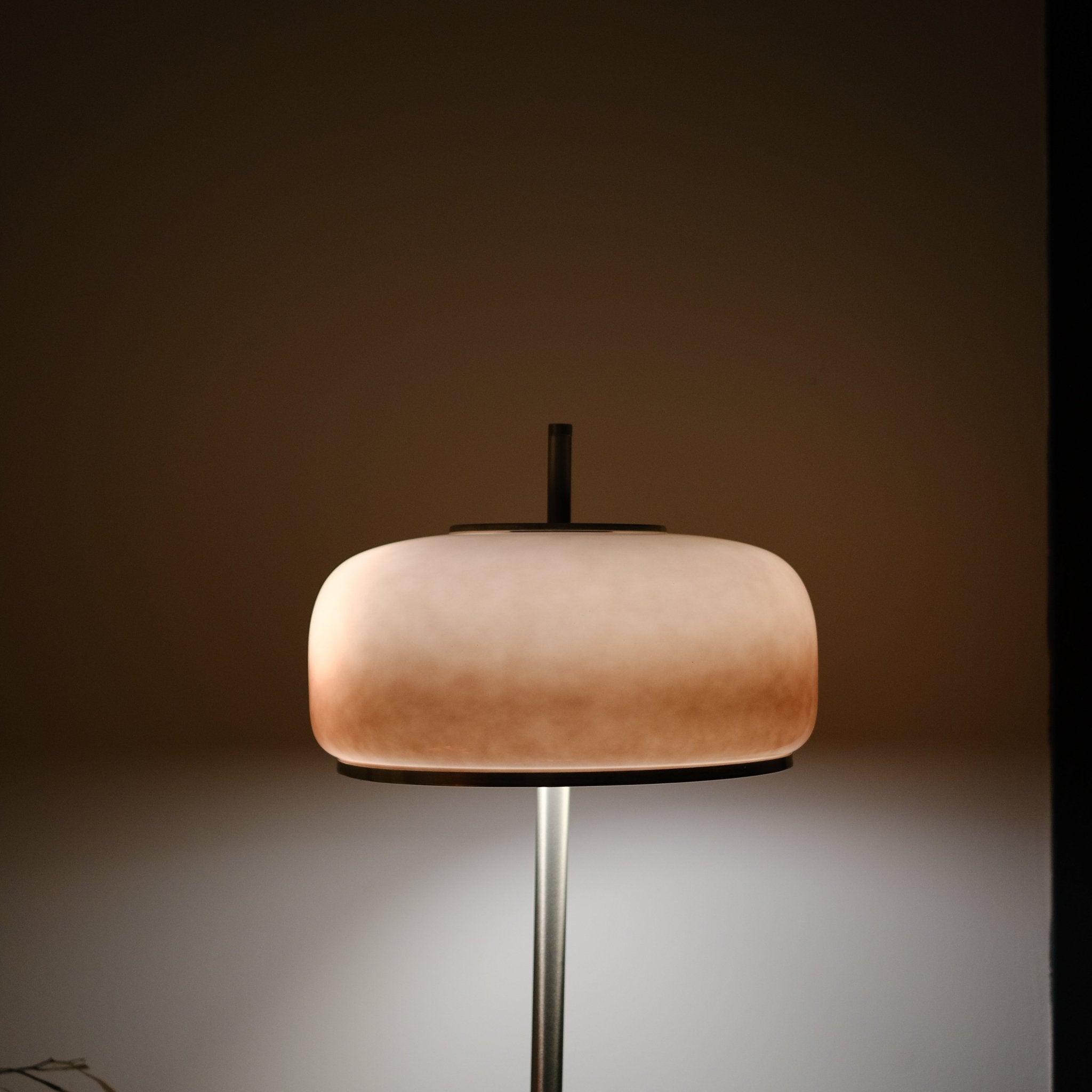 Amelia Floor Lamp | Hand - Blown Glass Orange Amber Smoke - Homezee