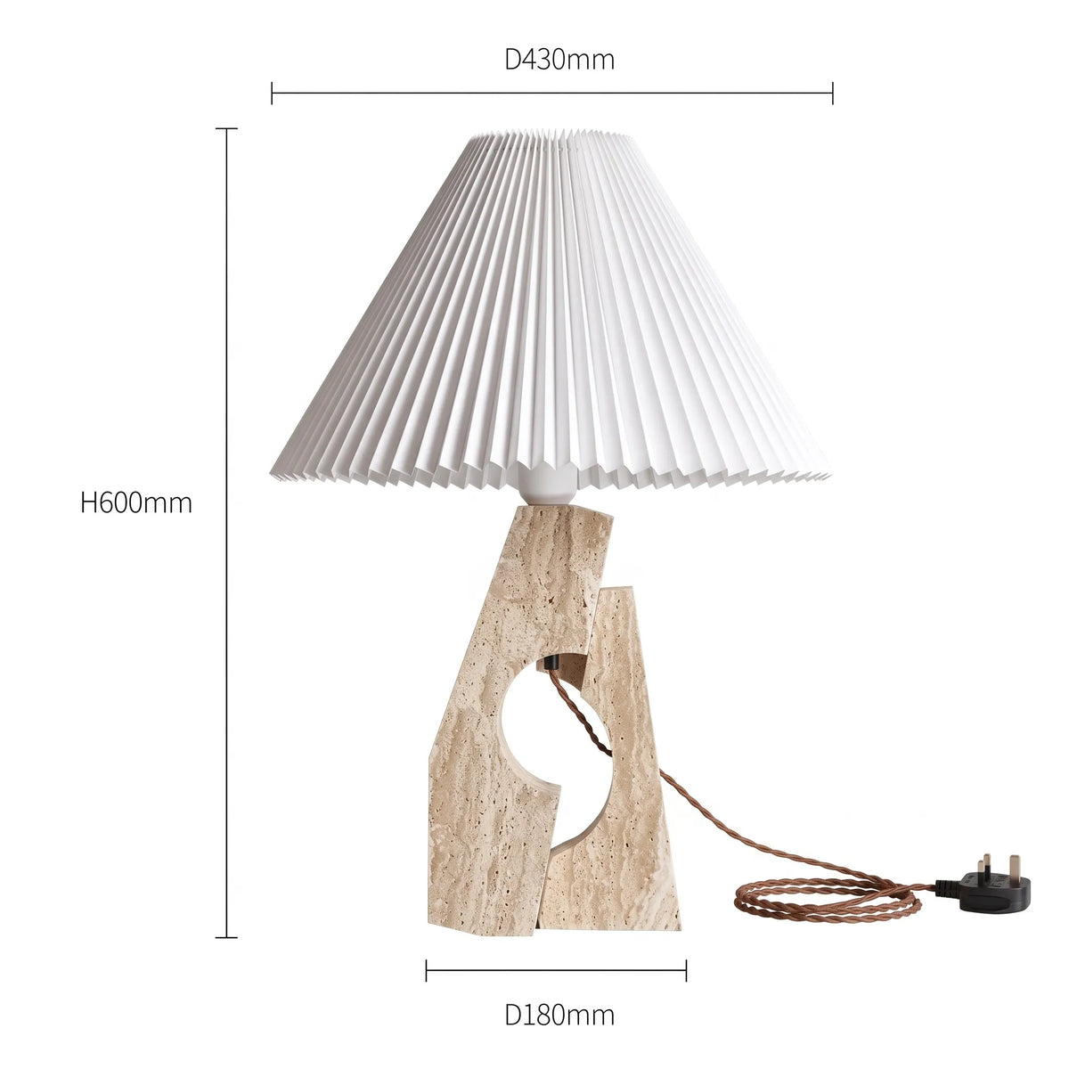 Arlo Stone Base Table Lamp with Pleated Shade