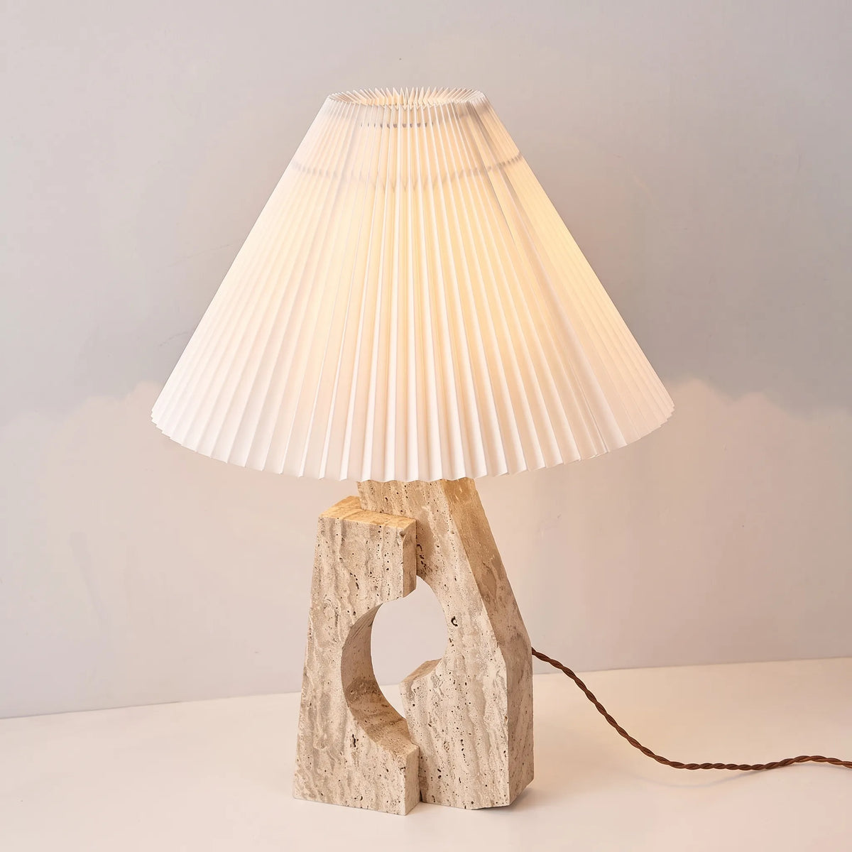 Arlo Stone Base Table Lamp with Pleated Shade