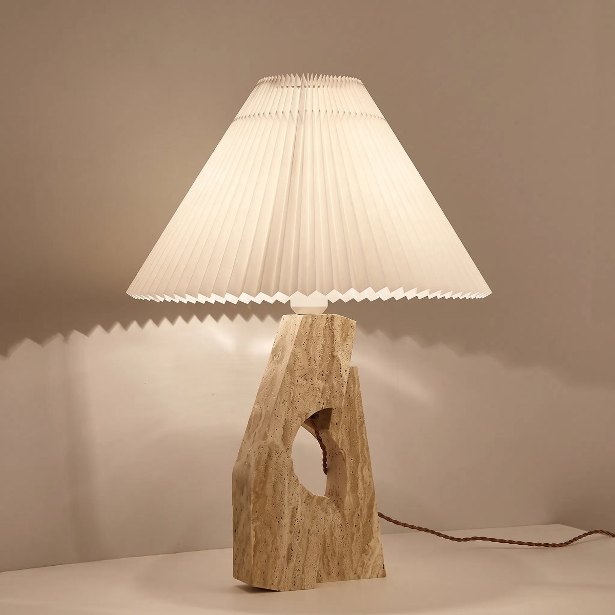 Arlo Stone Base Table Lamp with Pleated Shade