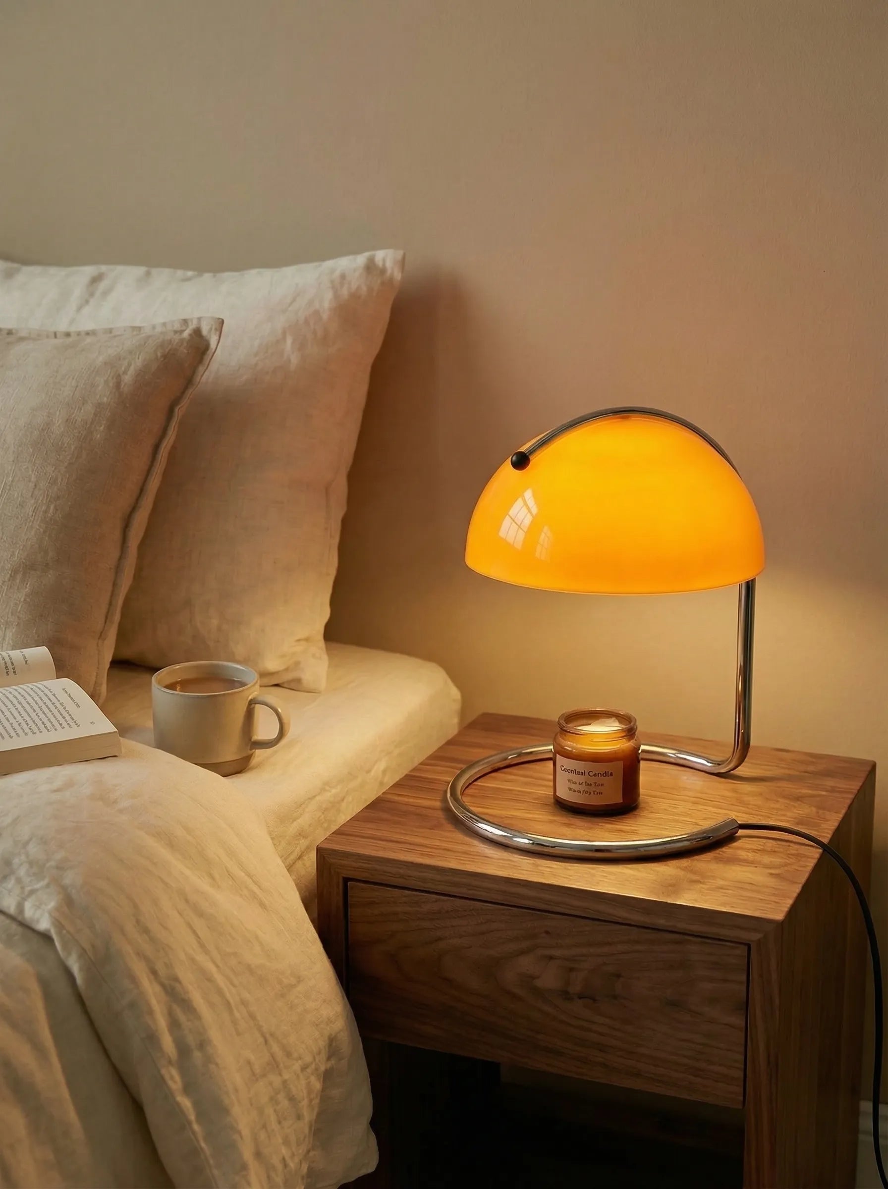 Luca Bauhaus Candle Warmer Table Lamp Retro Dome Bedside Lamp