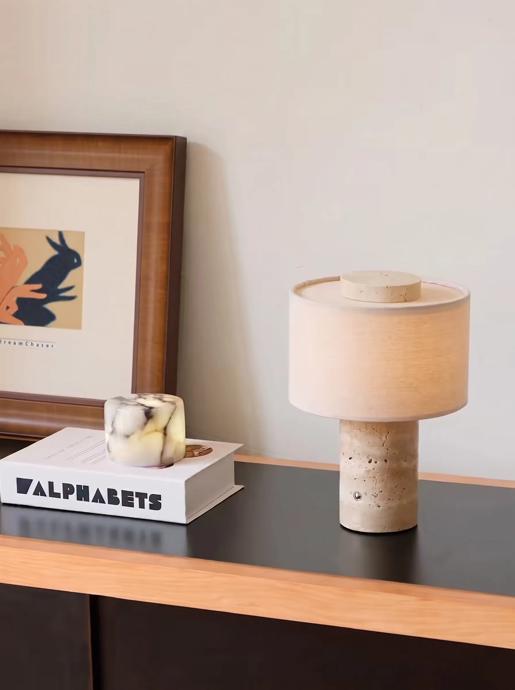 Chloe Stone Portable Rechargeable Table Lamp - Touch Control